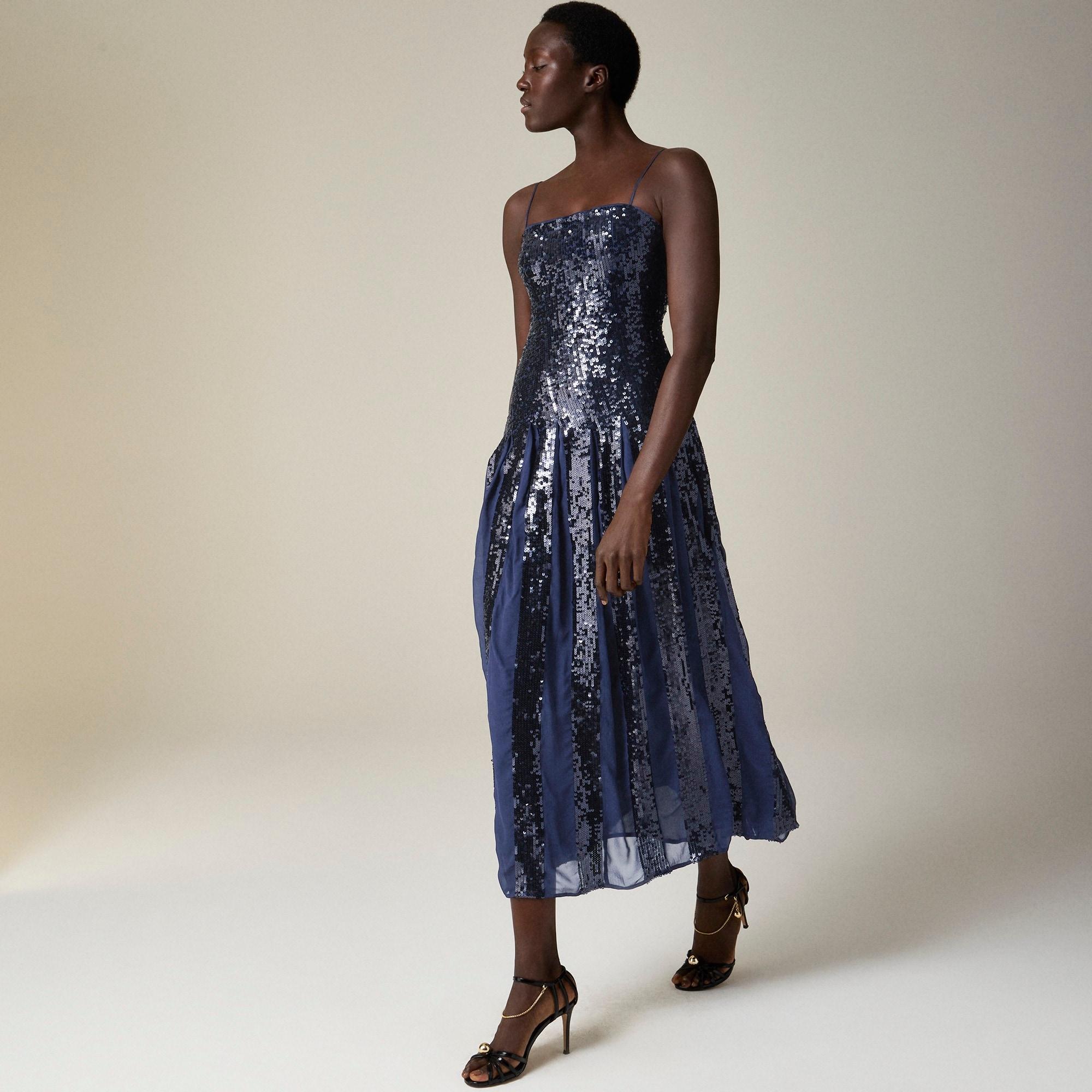 Christopher John Rogers X J.Crew pleated dress in sequins Product Image