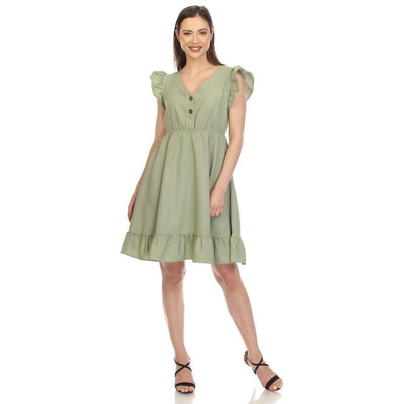 White Mark Womens Ruffle Sleeve Knee-Length Dress Product Image