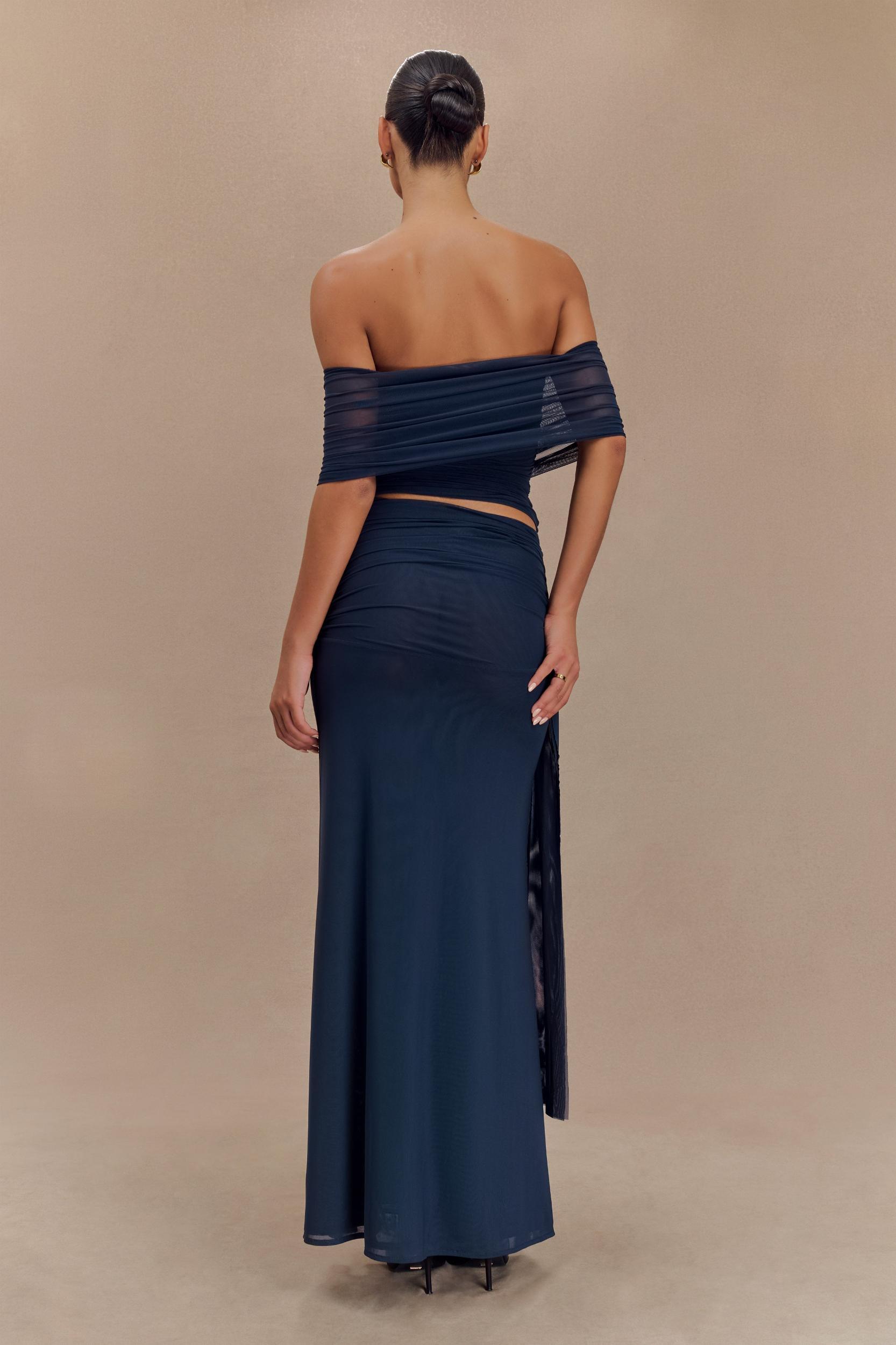 Arna Mesh Maxi Skirt - Midnight Blue Product Image