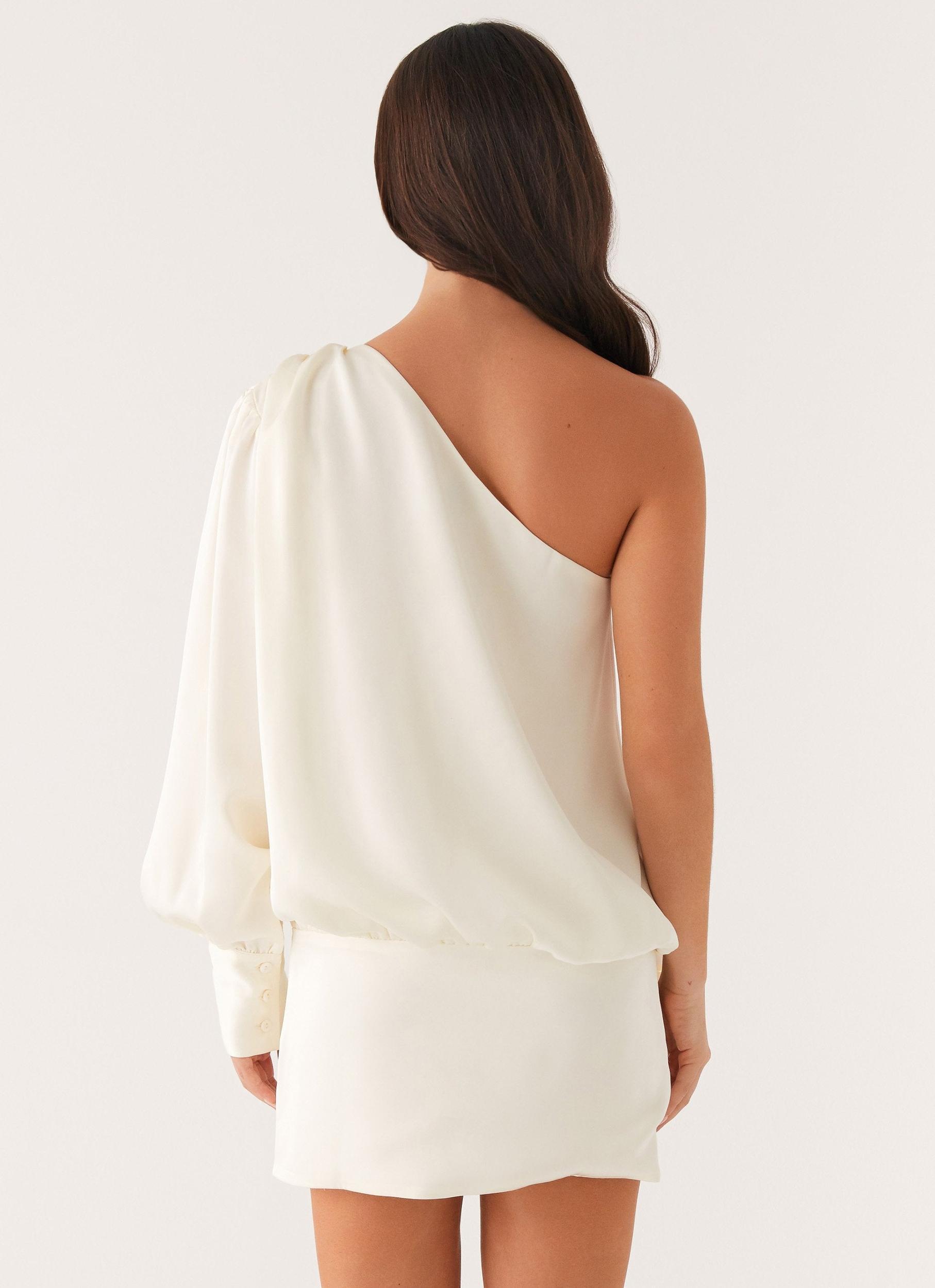 Pippie One Shoulder Mini Dress - Ivory Product Image