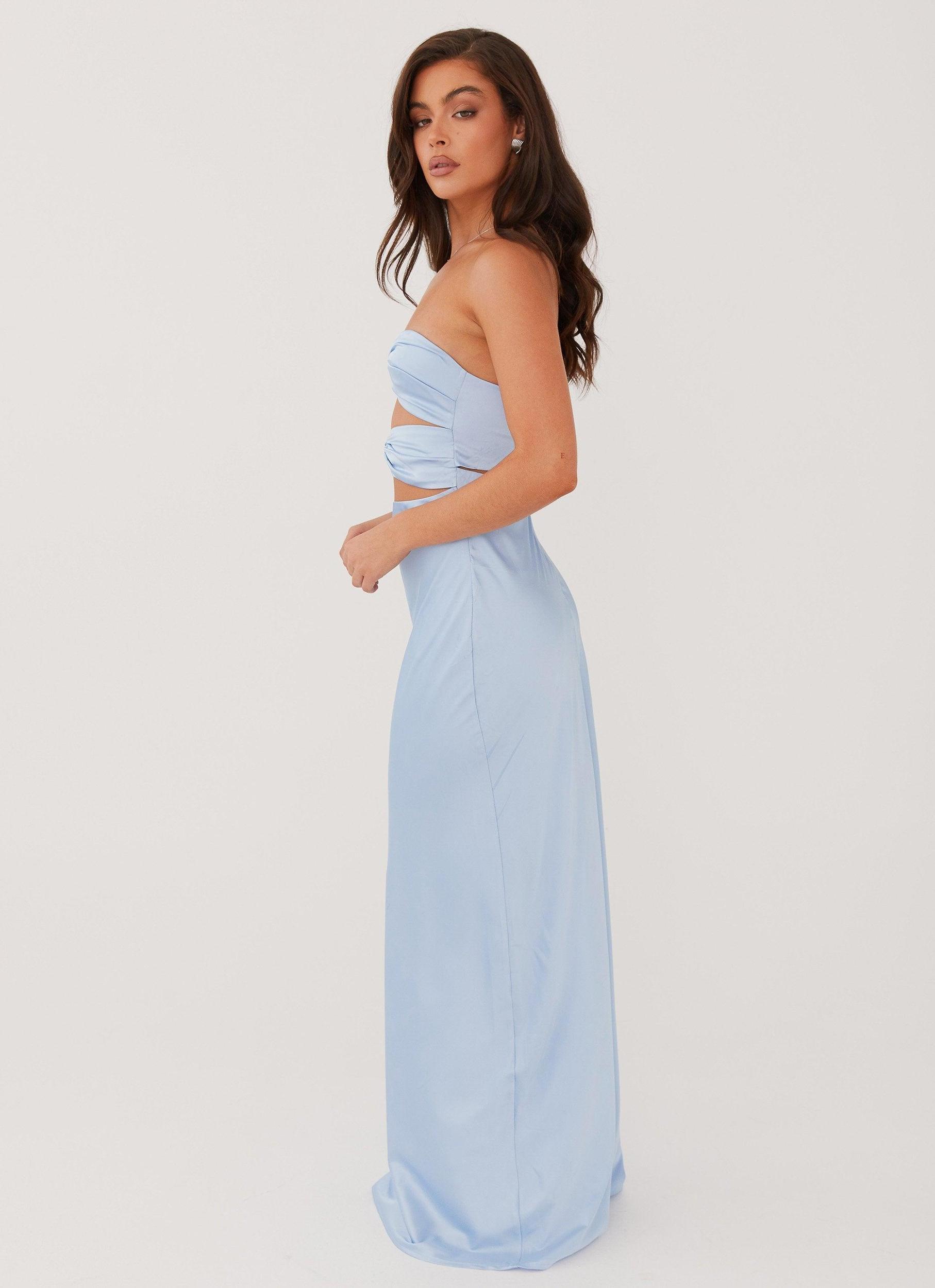 Tianna Strapless Maxi Dress - Ice Blue Product Image