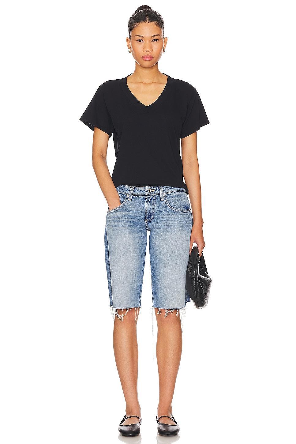 Cotton Boxy V Neck Tee perfectwhitetee Product Image