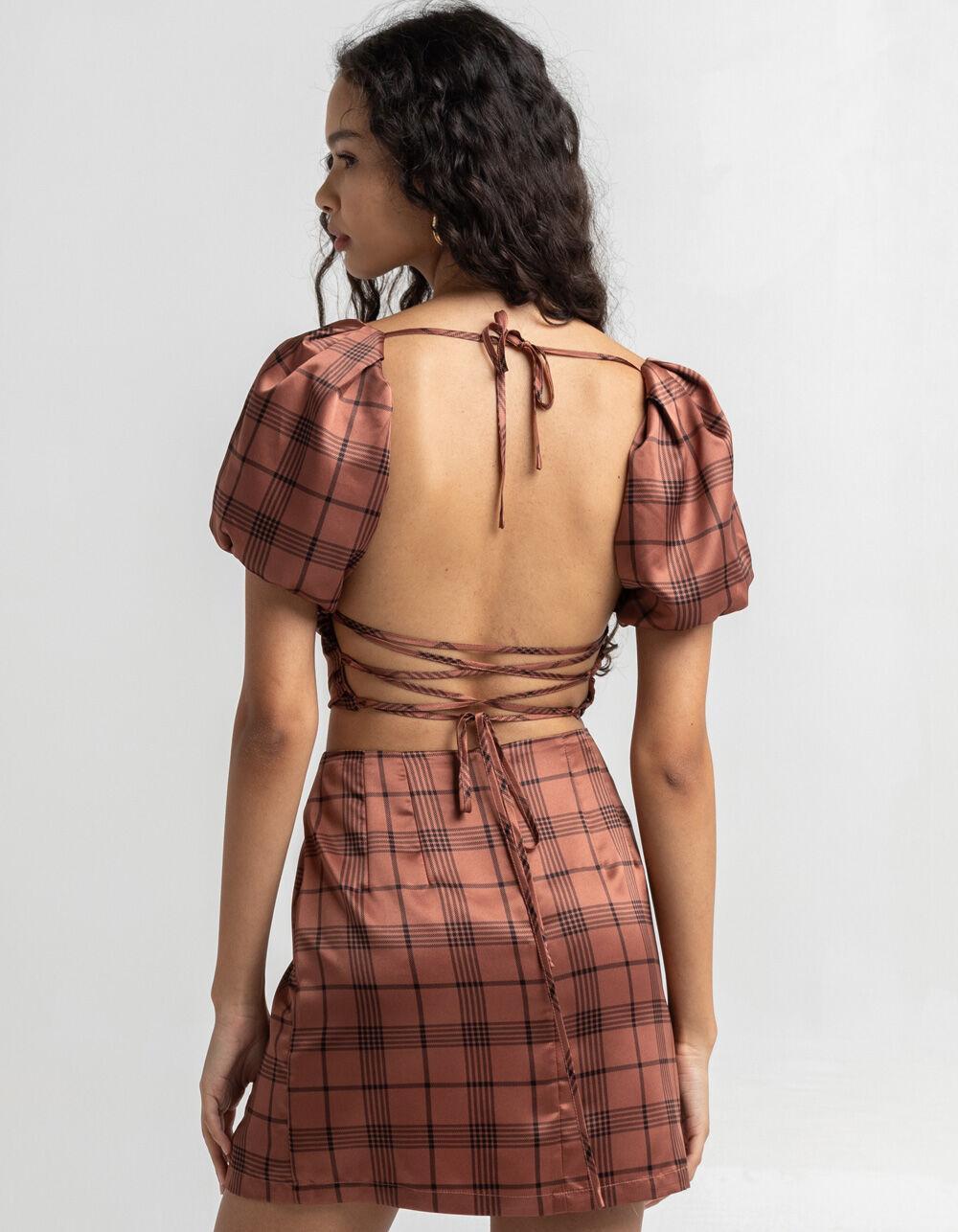 WEST OF MELROSE Mad About Plaid Puff Sleeve Womens Top - PLAID Product Image