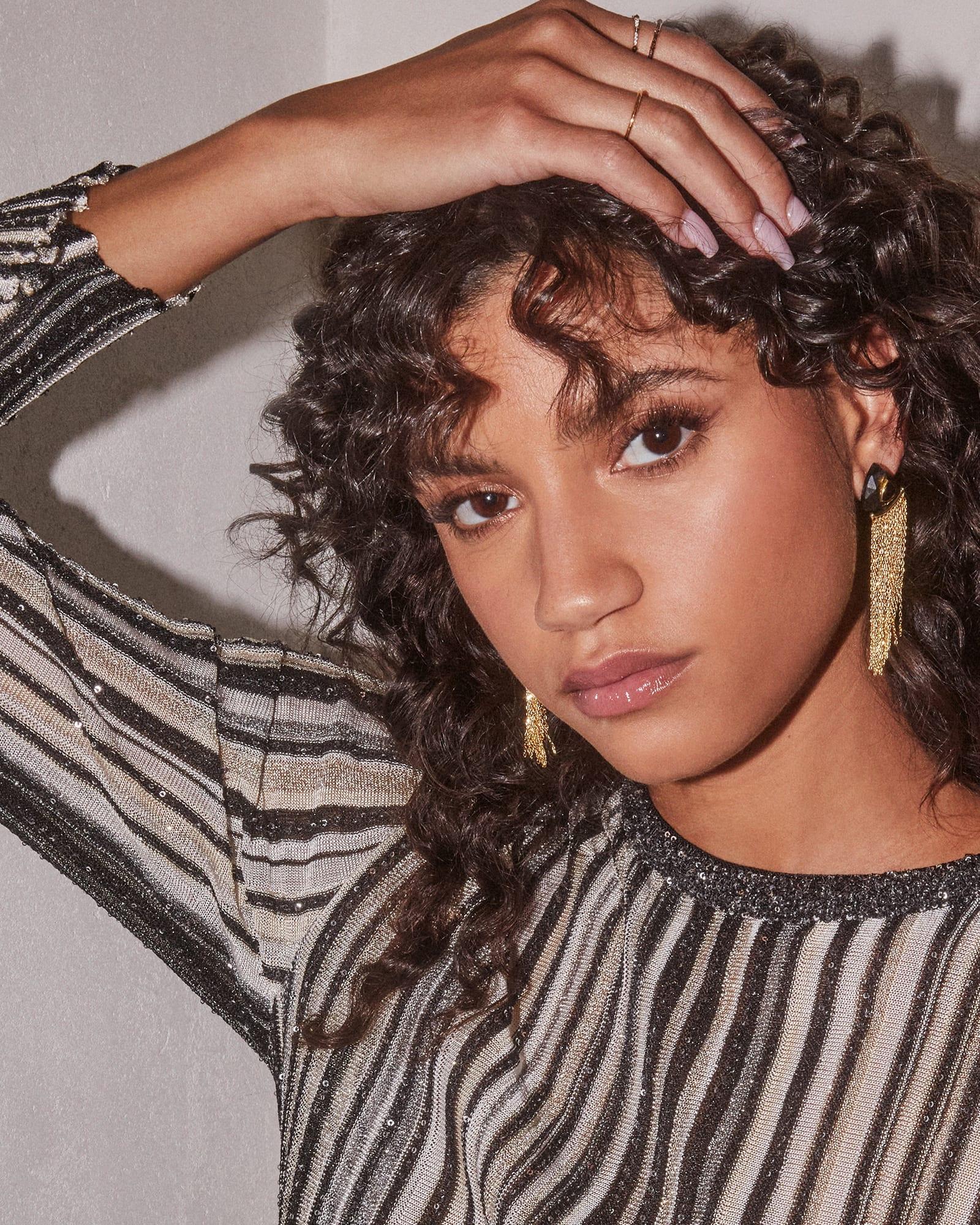 Amelee Earrings in Pave Diamond and 14k Rose Gold Product Image