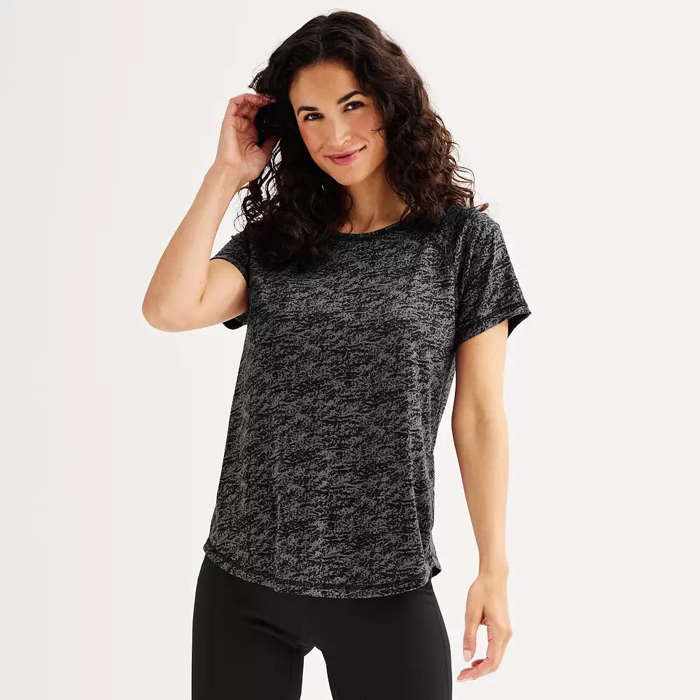 Women's Tek Gear® Core Raglan Tee, Size: Large, Black Burnout Product Image