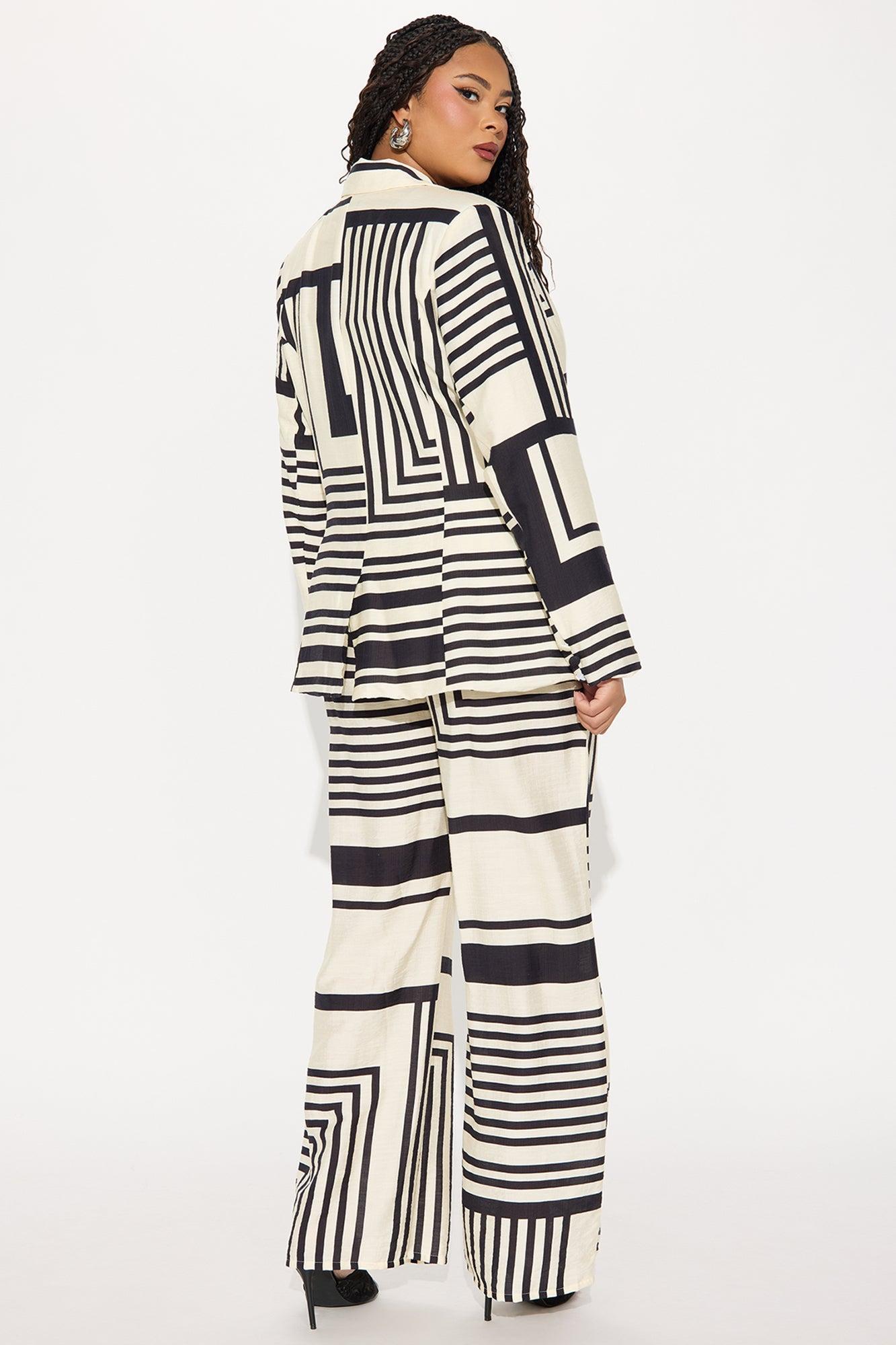 Lena Blazer Pant Set - Black/combo Product Image
