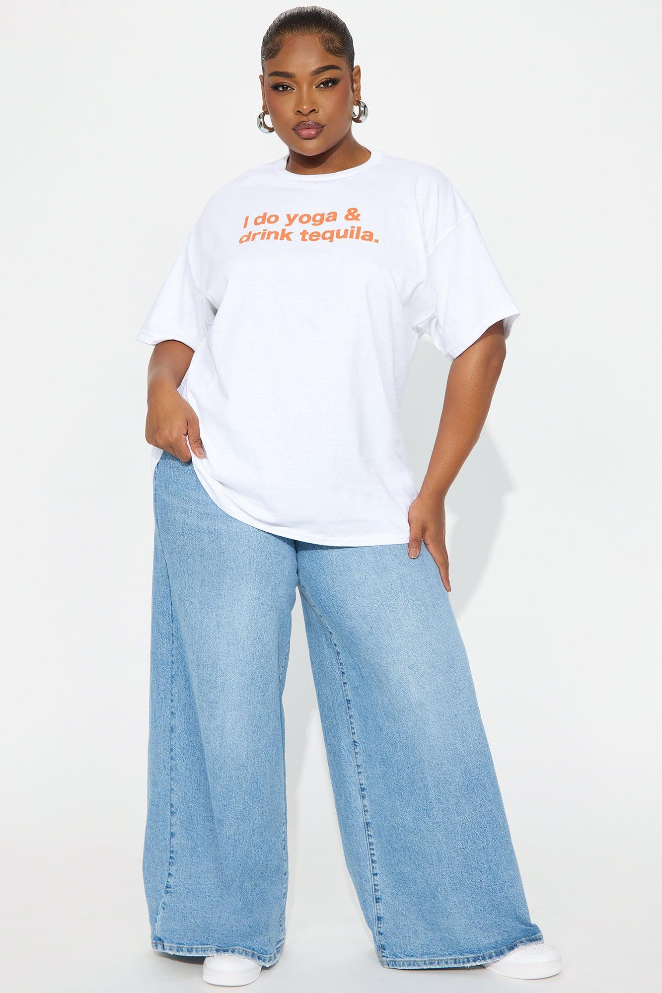 Do Yoga & Drink Tequila Oversized Tee - White Product Image