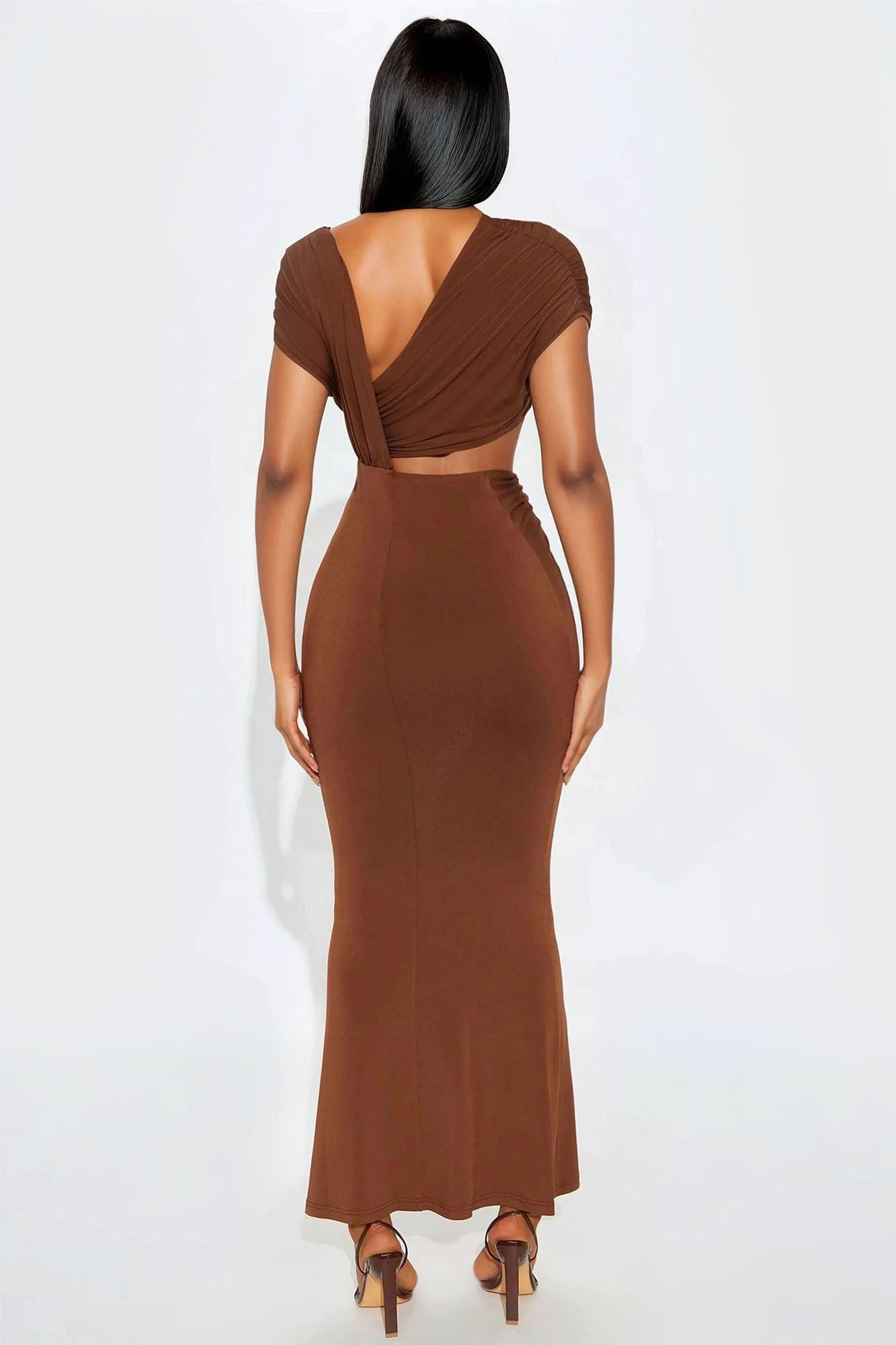 Aria Cut Out Maxi Dress - Chocolate Product Image
