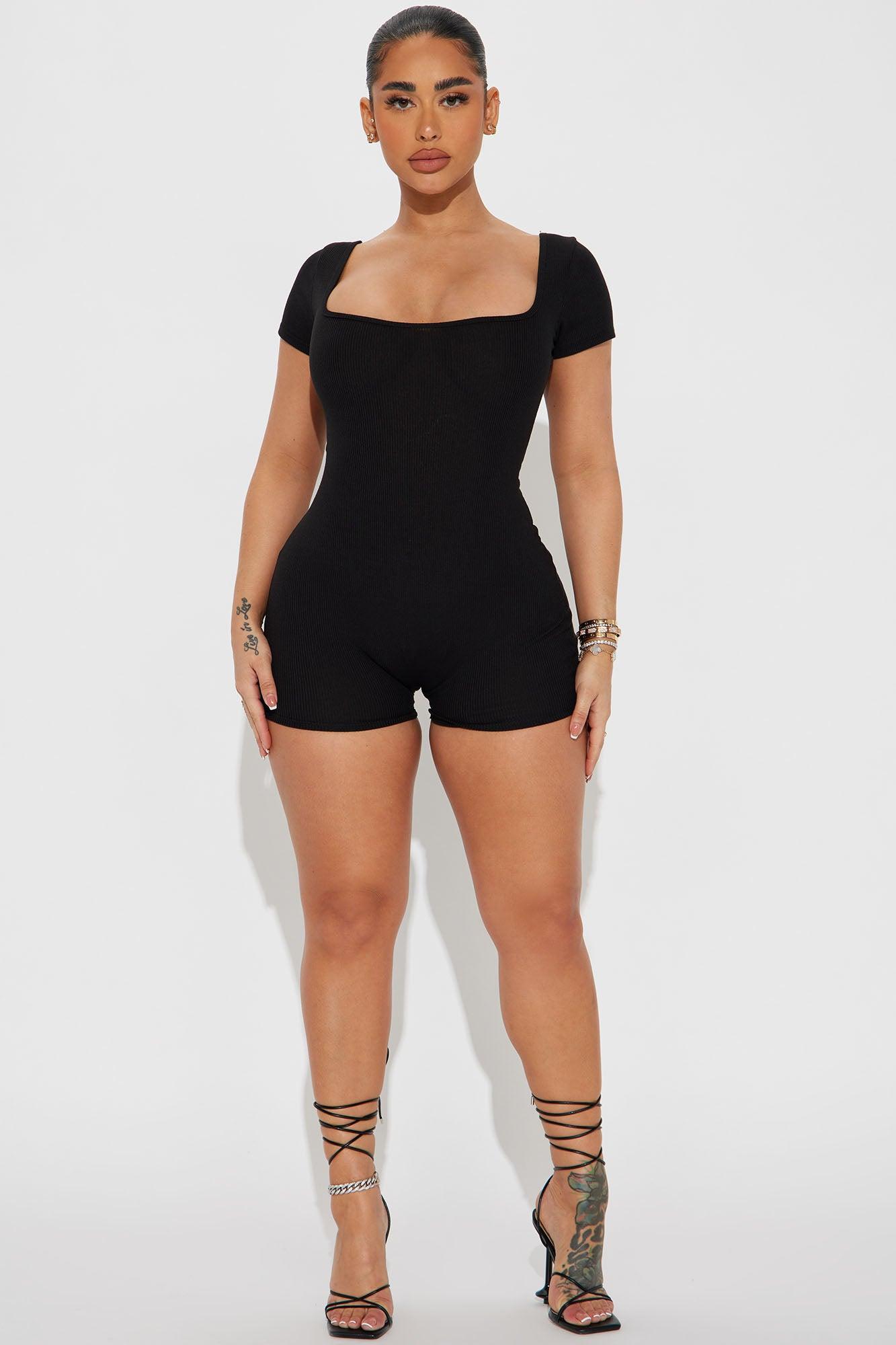 Cydni Ribbed Romper - Black Product Image