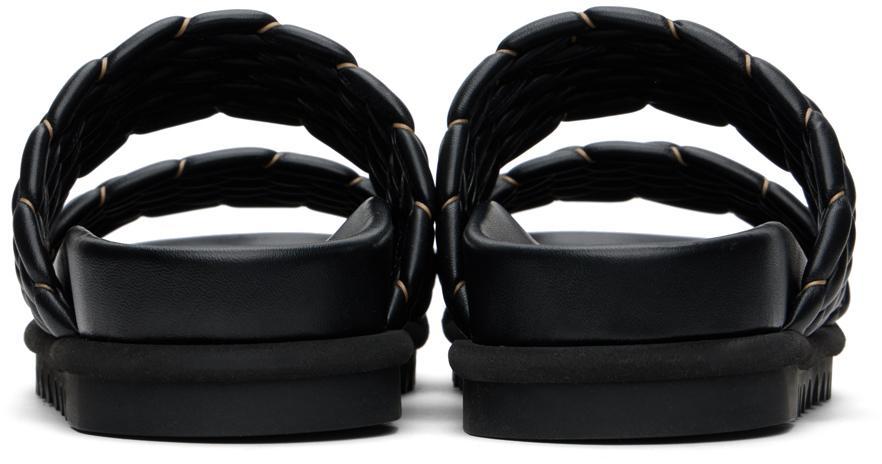 DRIES VAN NOTEN Woven Leather Slides In 900 Black Product Image