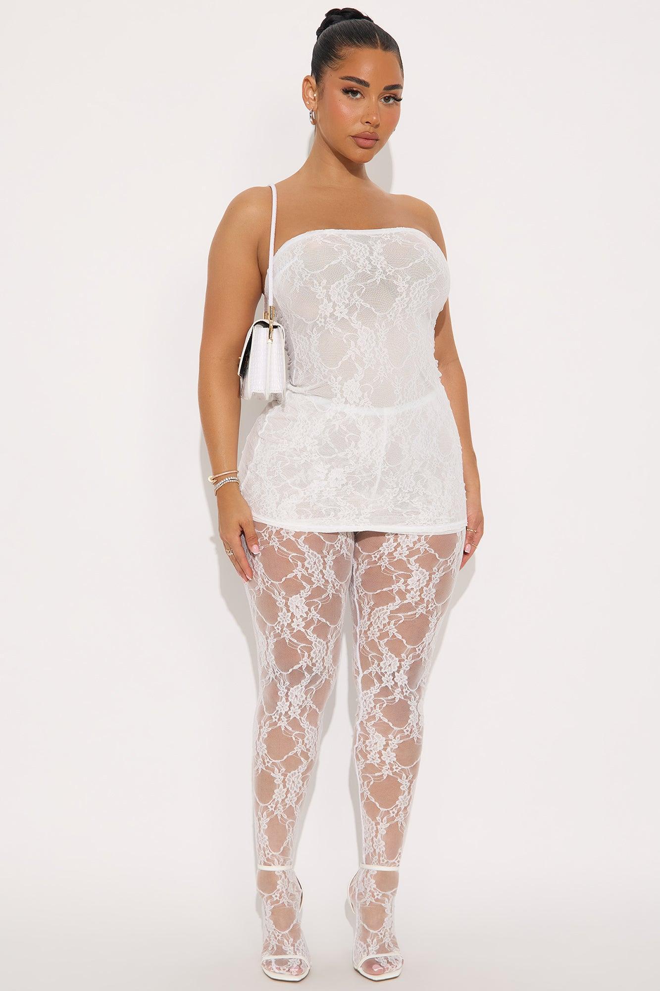 So Lovely Lace Micro Mini Dress Set - Off White Product Image