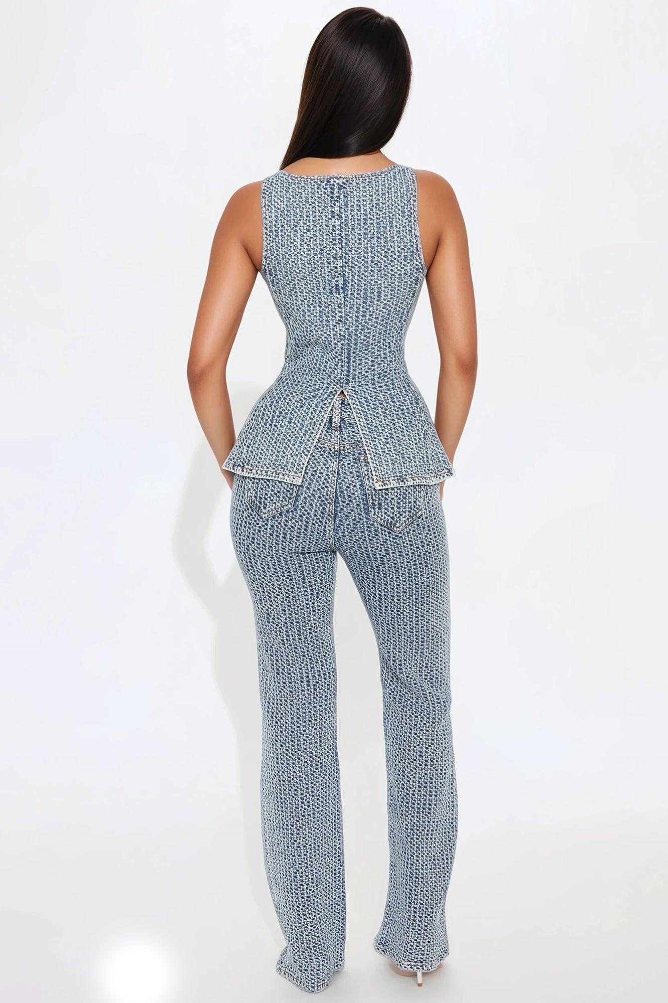 Midnight Glow Flare Pants Set - Medium Wash Product Image