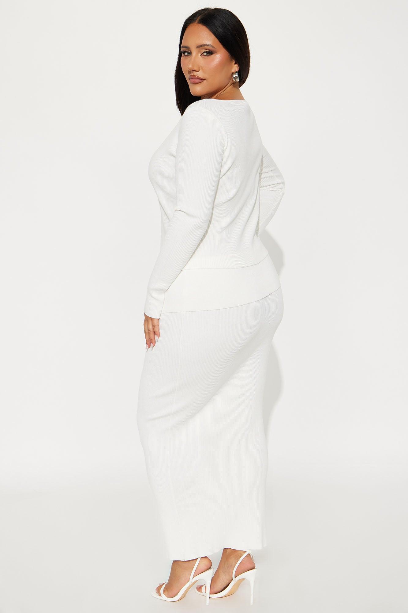 Marie Sweater Skirt Set - White Product Image