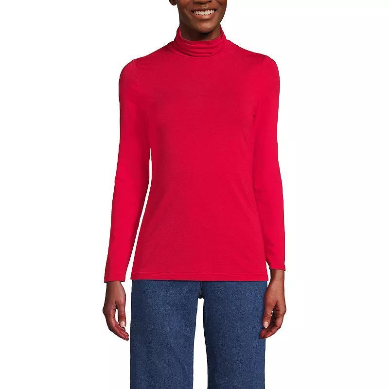 Women's Lands' End Lightweight Fitted Turtleneck, Size: Large, Pink Fog Product Image
