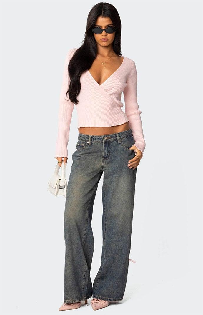 Edikted Women's Paden Ribbed Knit Wrap Top Product Image