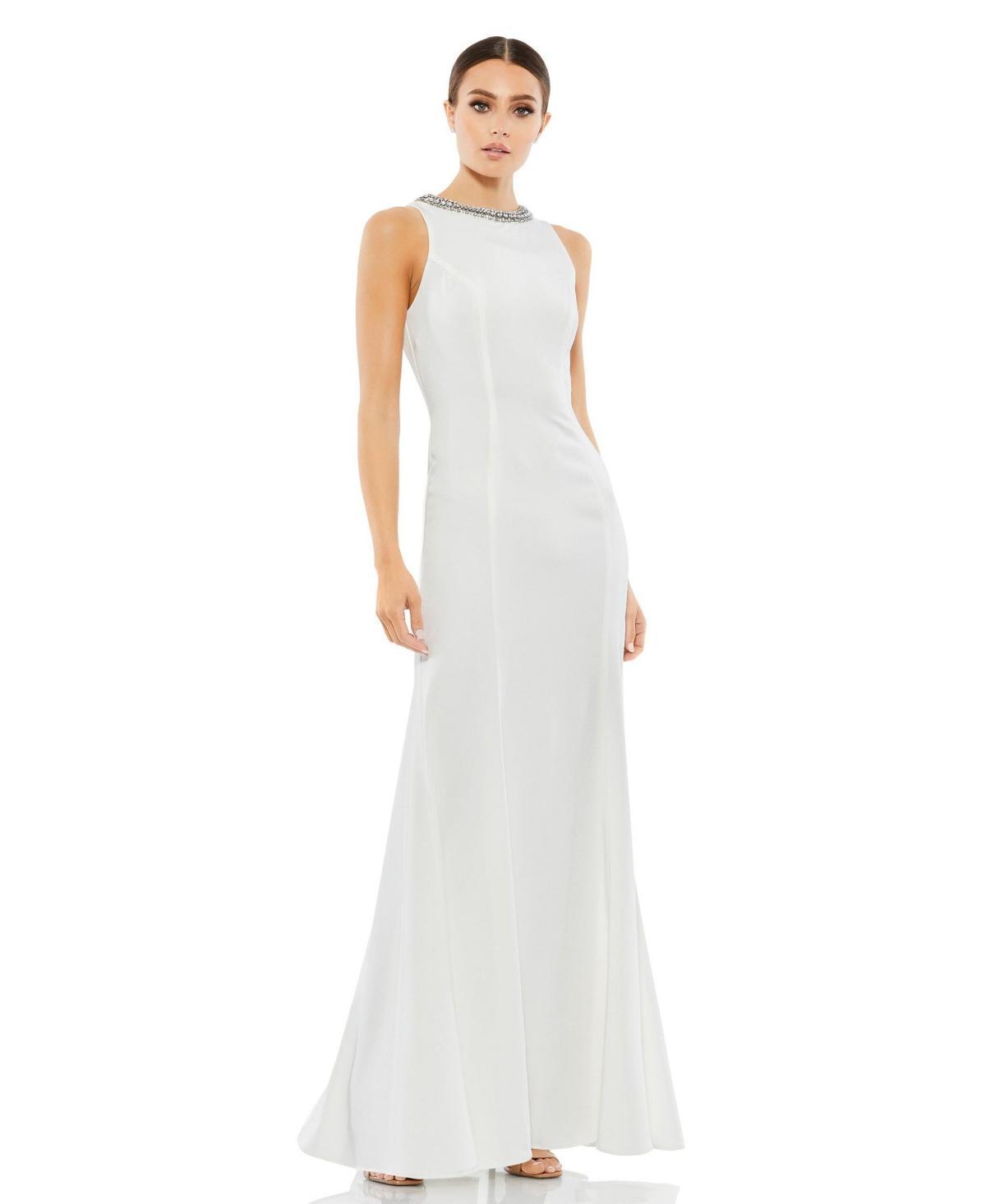Womens Embellished Fluted-Hem Gown Product Image