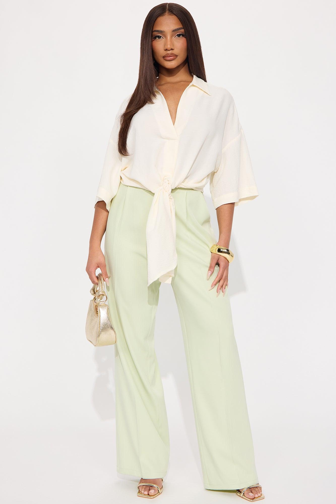 Coastal Vibe Tie Front Top - Cream Product Image