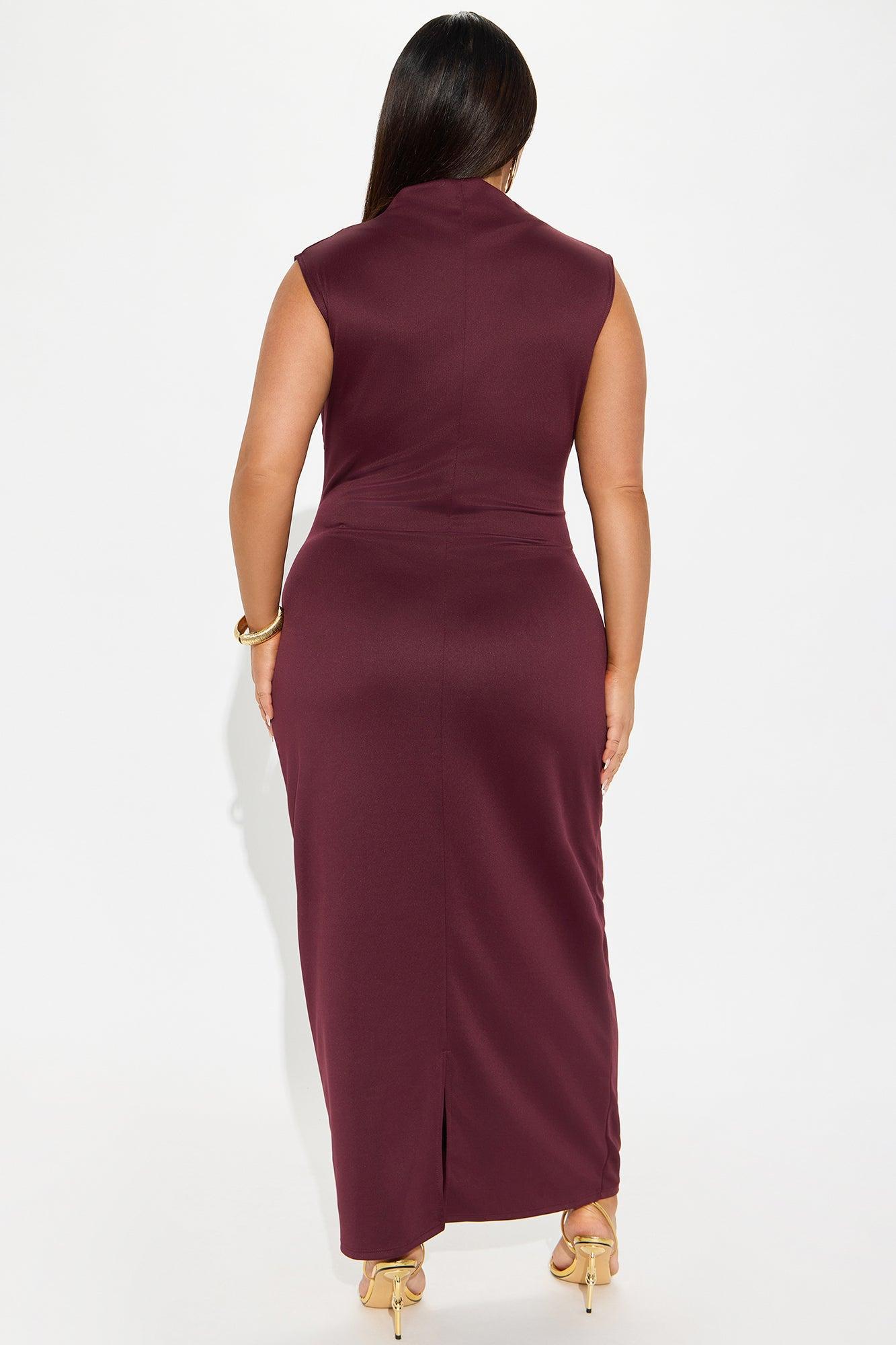 Adeline Mock Neck Maxi Dress - Plum Product Image