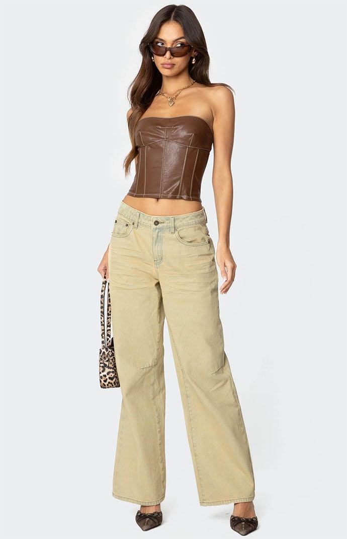Edikted Women's Moss Faux Leather Lace Up Corset Product Image
