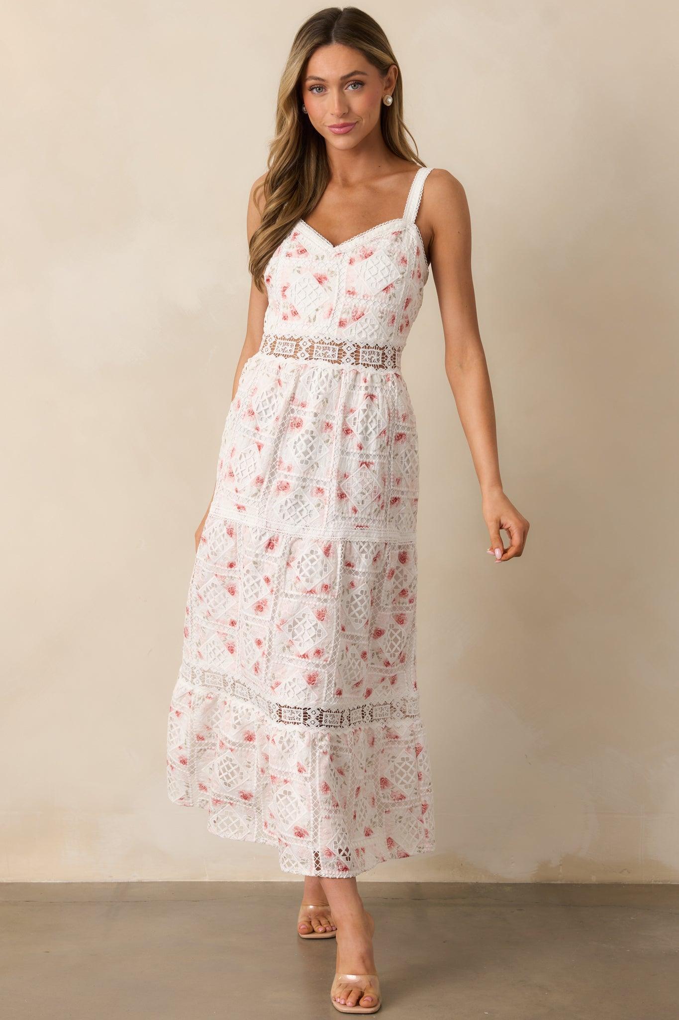 Classical Ballet White Embroidered Maxi Dress Product Image
