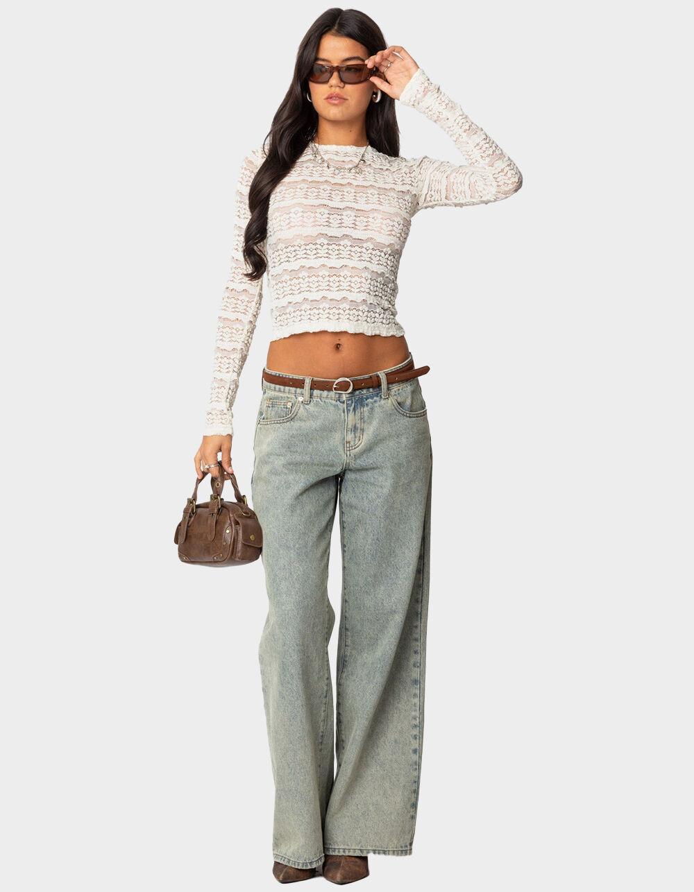 EDIKTED Daisey Textured Sheer Lace Top Product Image