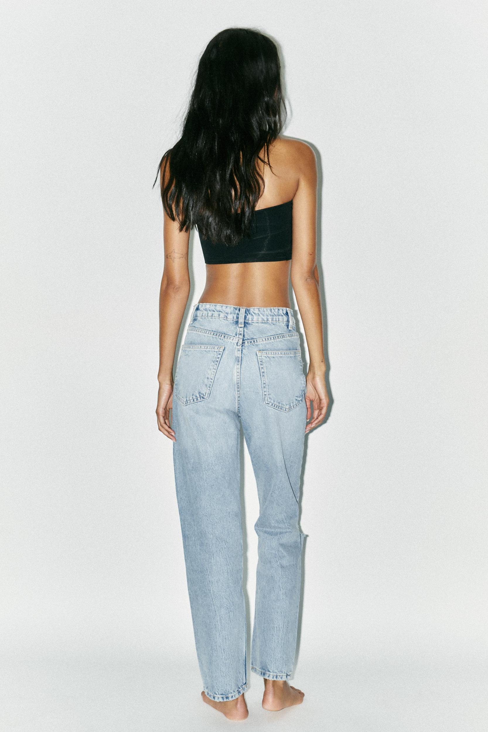 HIGH-WAIST RIPPED MOM FIT JEANS Product Image