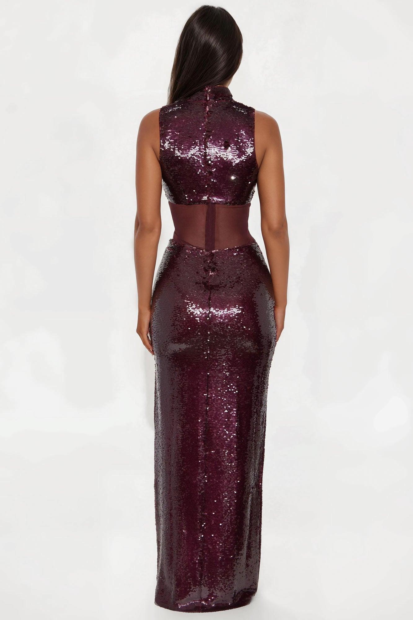 Arnell Sequin Gown - Burgundy Product Image