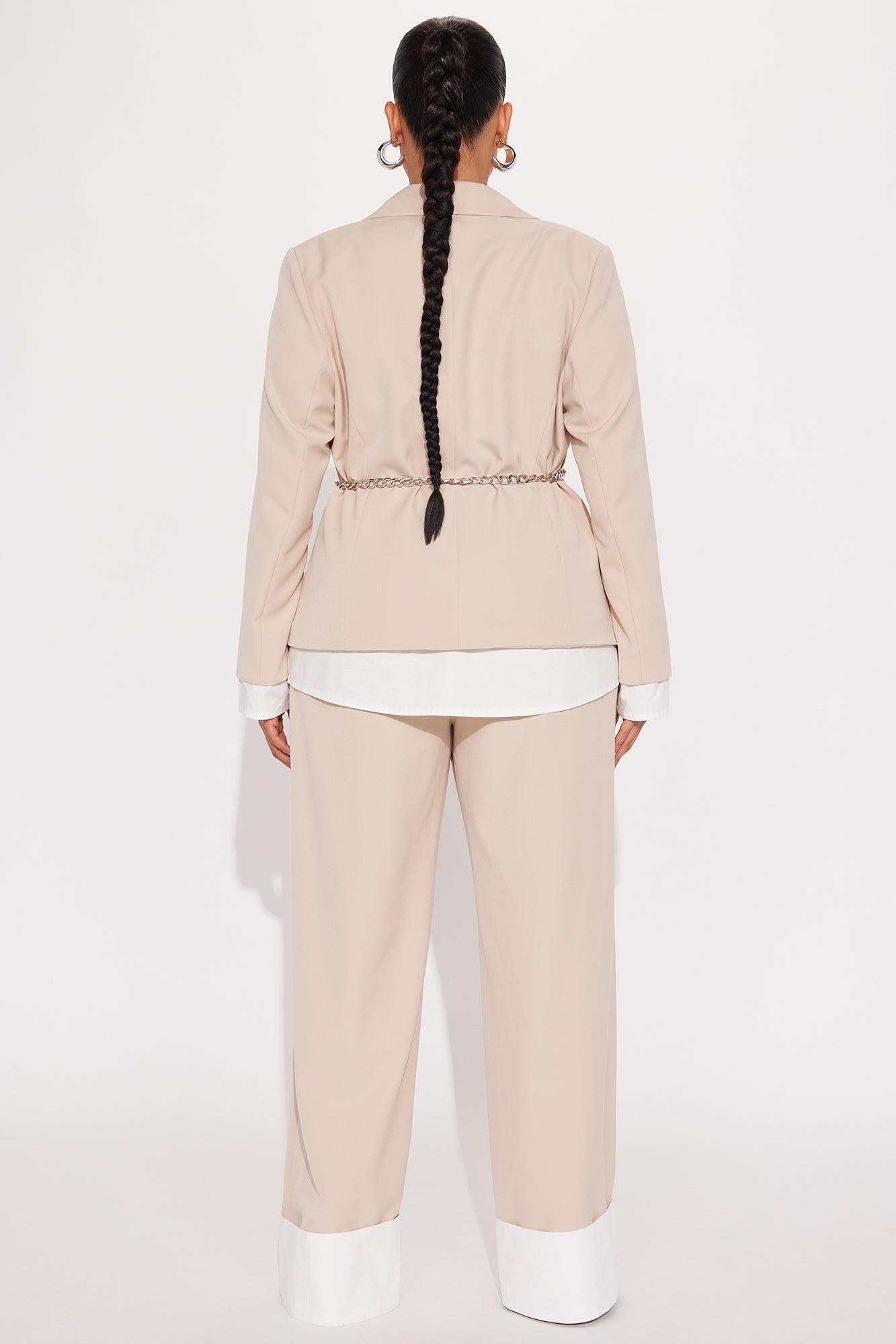 Making Moves Office Pant Set - Beige Product Image