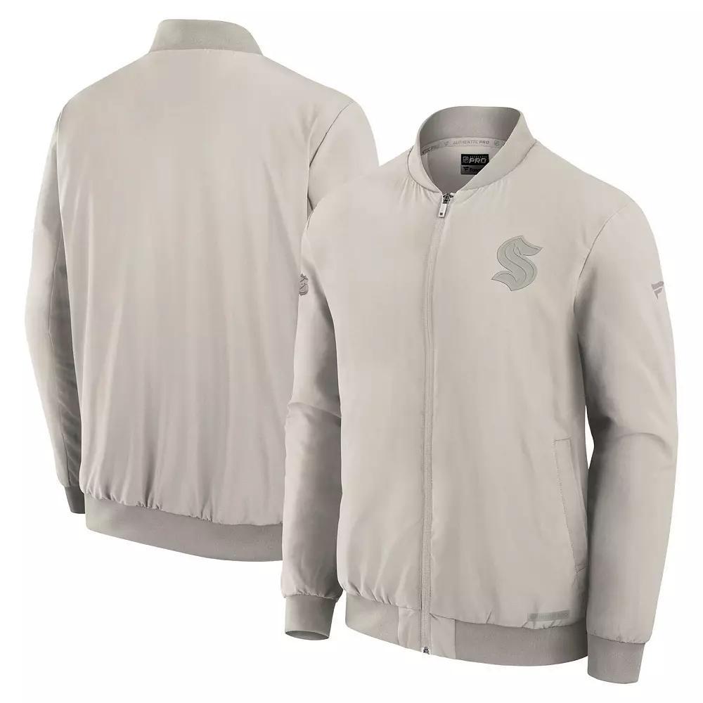 Men's Fanatics Cream Tampa Bay Lightning Authentic Pro Road Full-Zip Bomber Jacket, Size: Medium, Lgh Beige Product Image