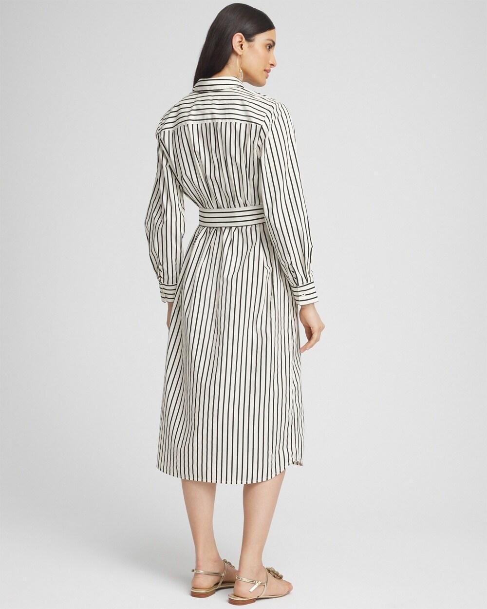 Cotton Stripe Midi Shirt Dress Product Image