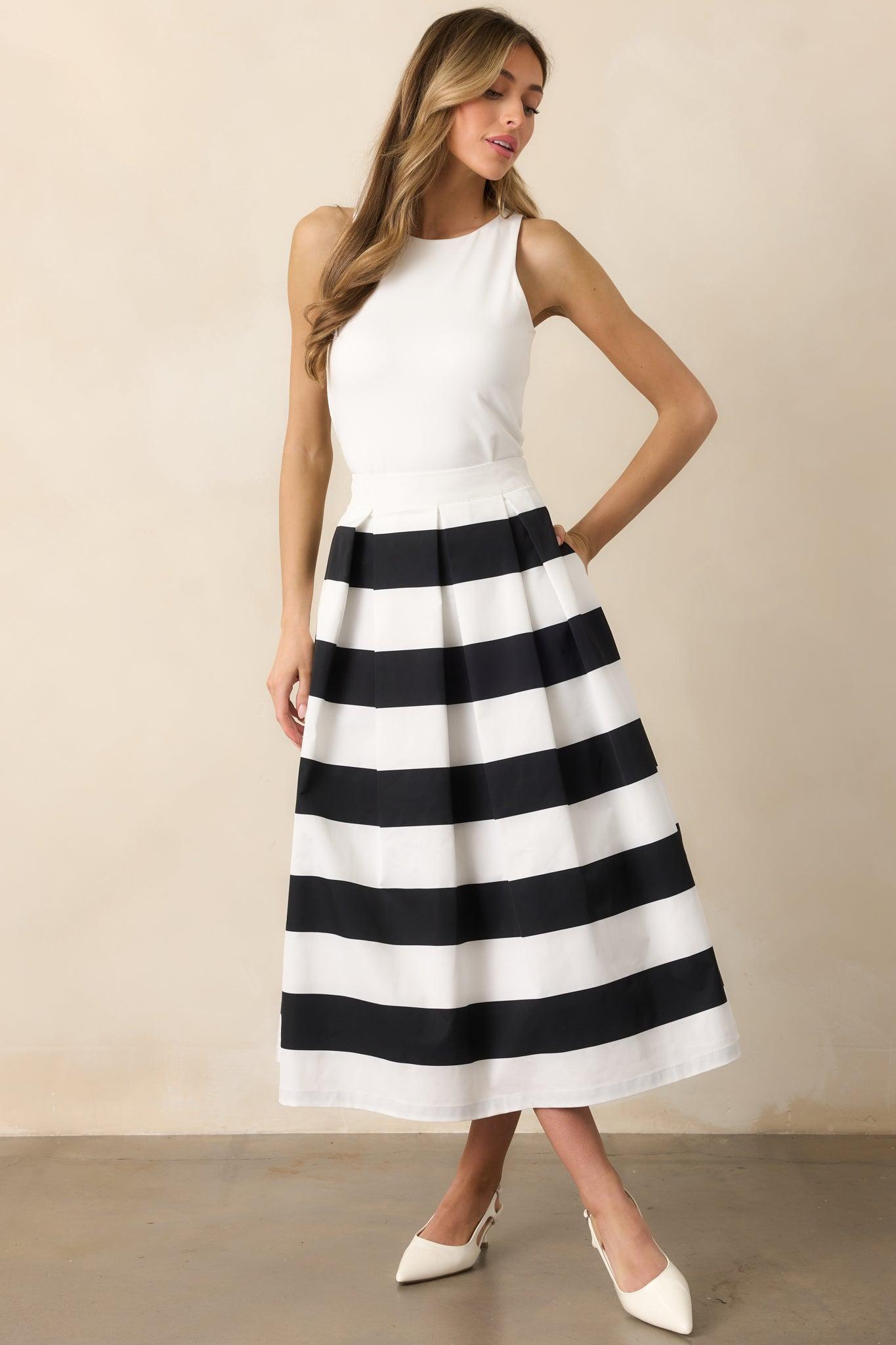Memories in Focus Black & White Midi Skirt Product Image