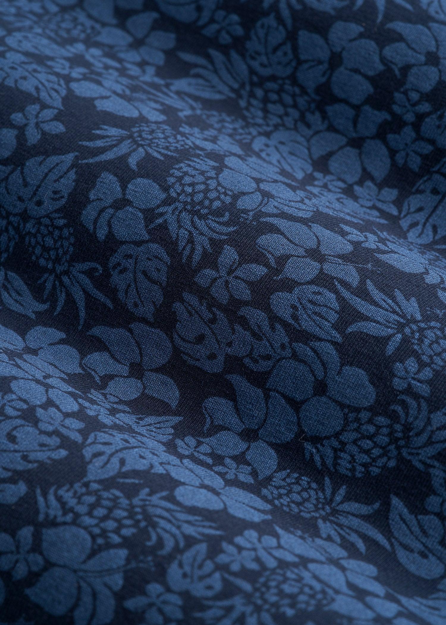 Stretch Pima Cotton Printed Tee for Tall Men in Blue Hibiscus Male Product Image