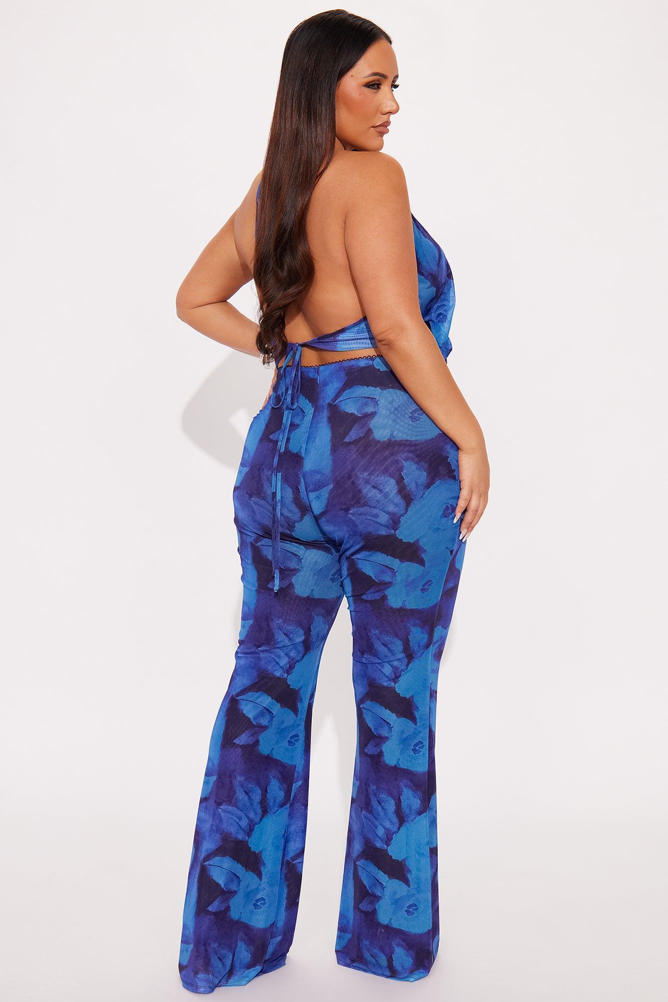 Angela Floral Mesh Pant Set - Blue/combo Product Image