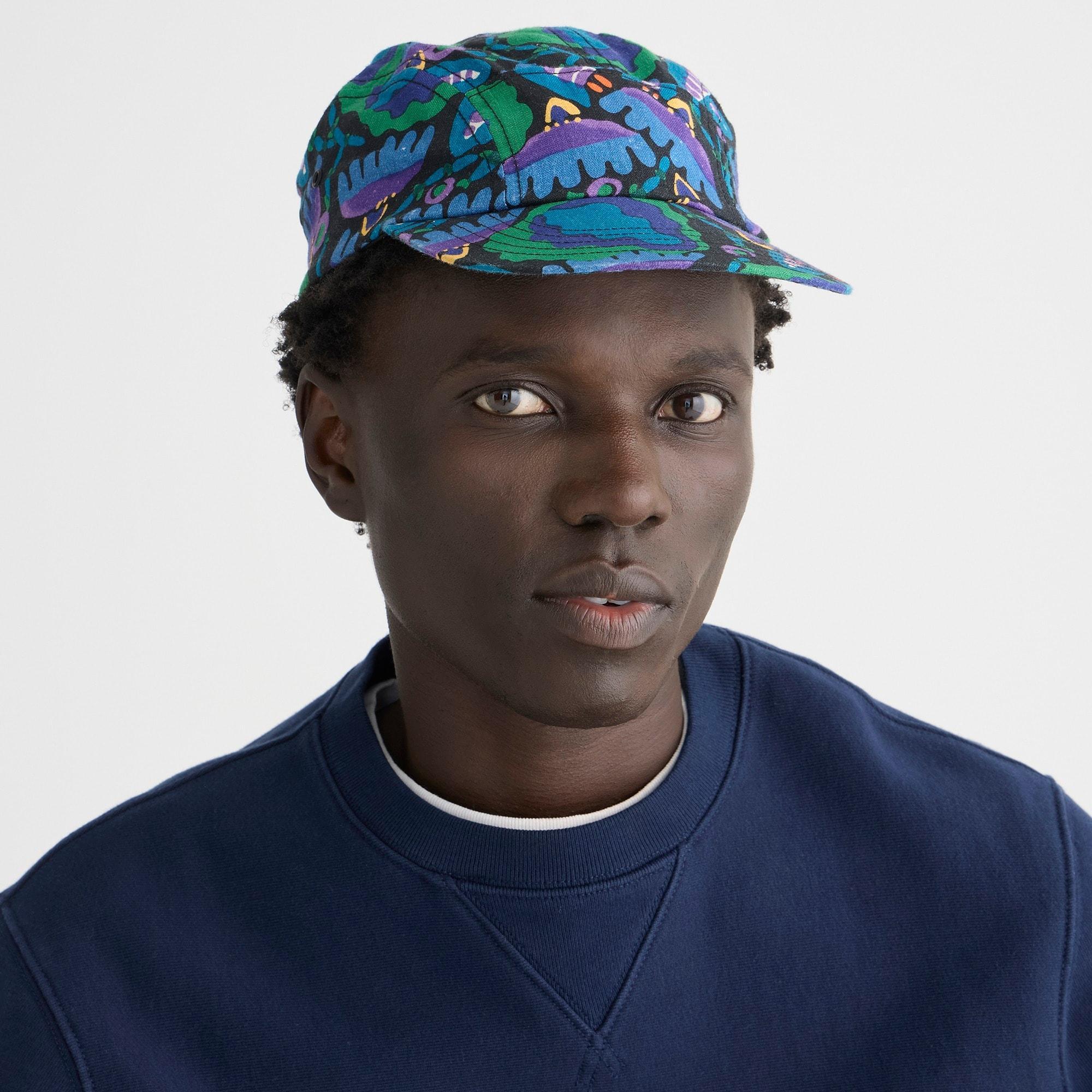 Three-panel printed linen cap Product Image