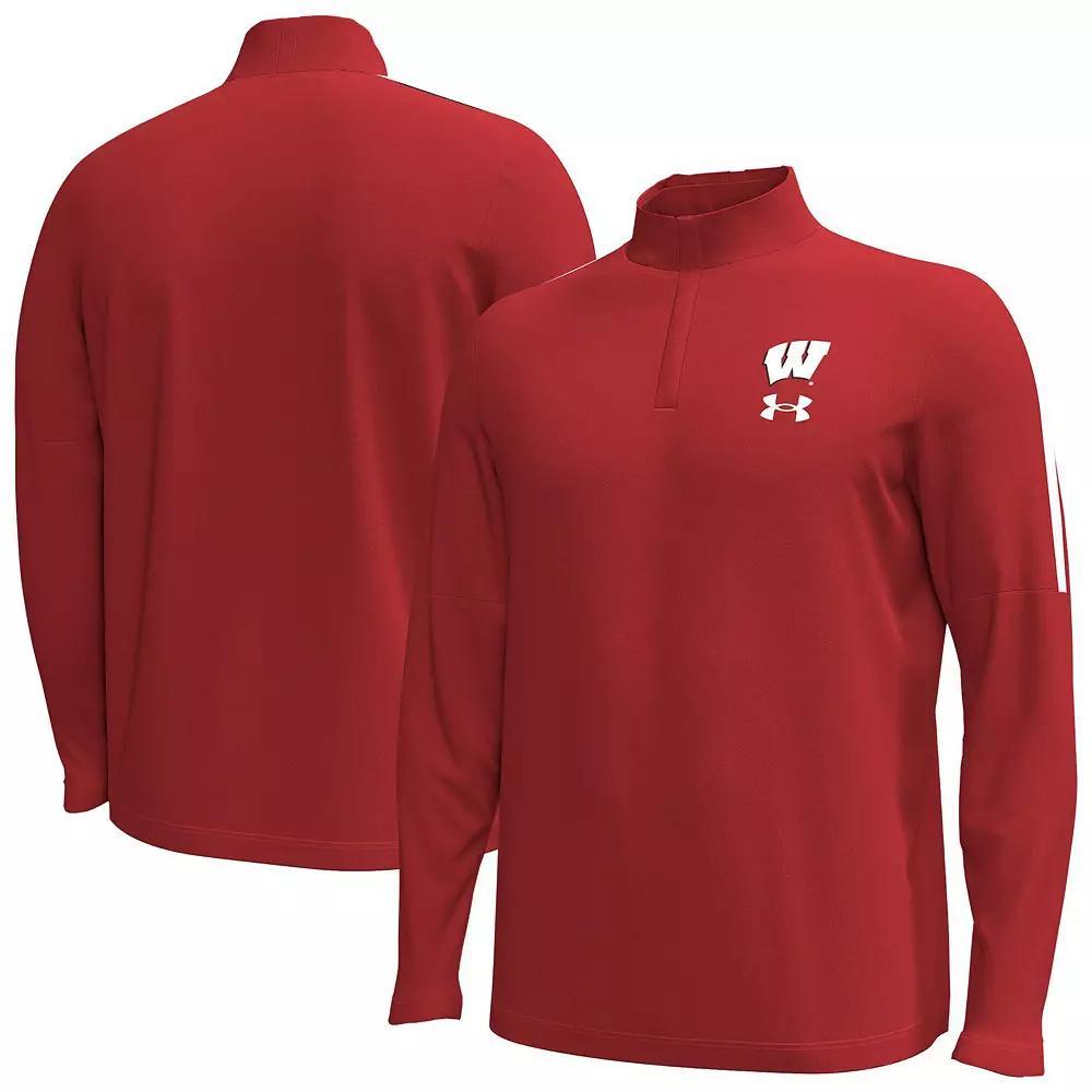 Men's Under Armour Red Wisconsin Badgers Playoff Performance Quarter-Zip Jacket, Size: Medium Product Image