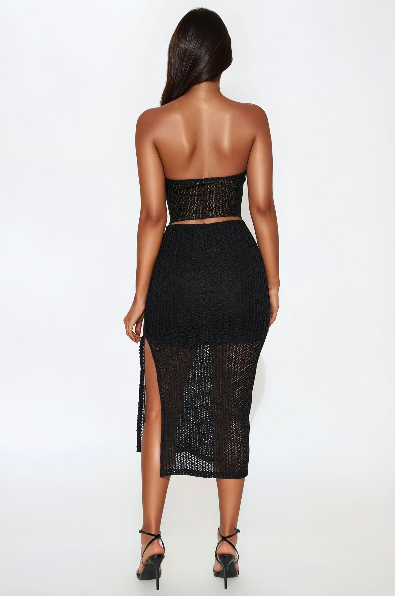 Sunset Beauty Crochet Skirt Set - Black Product Image