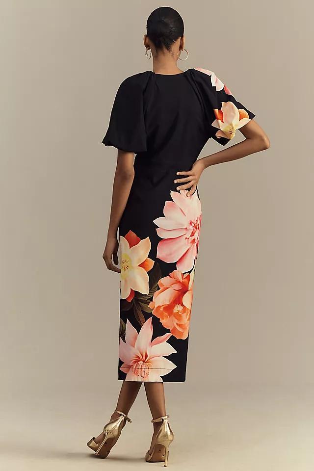 BHLDN Brooke Puff-Sleeve V-Neck Midi Dress Product Image