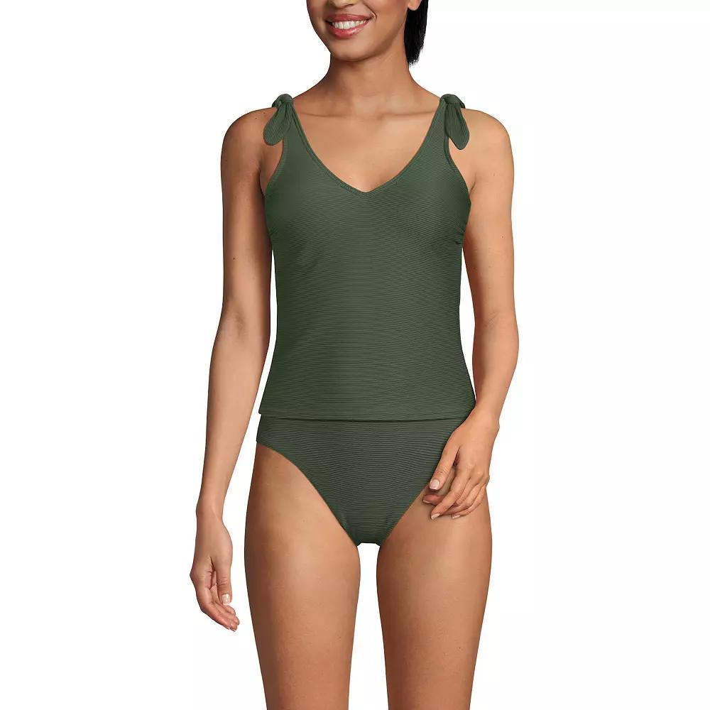 Women's Lands' End Tie Shoulder Ribbed Flutter Tankini Top, Size: 18, Freshwater Blue Product Image