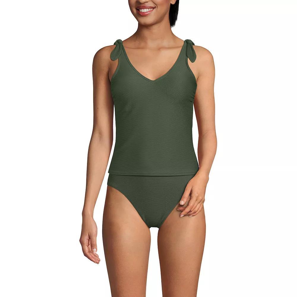 Women's Lands' End Tie Shoulder Ribbed Flutter Tankini Top, Size: 18, Freshwater Blue Product Image