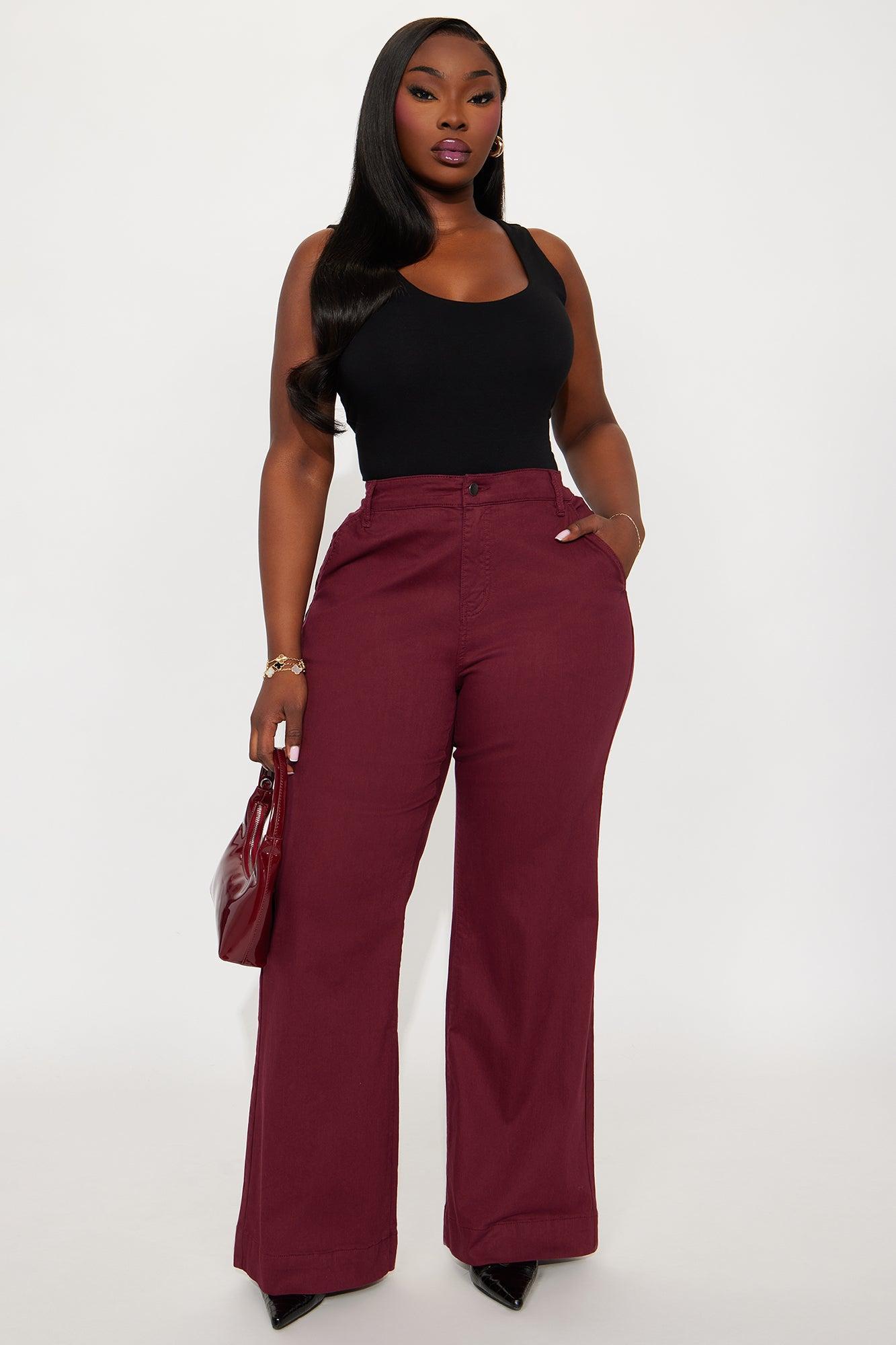 Margot Classic Color Trouser Jean - Burgundy Product Image