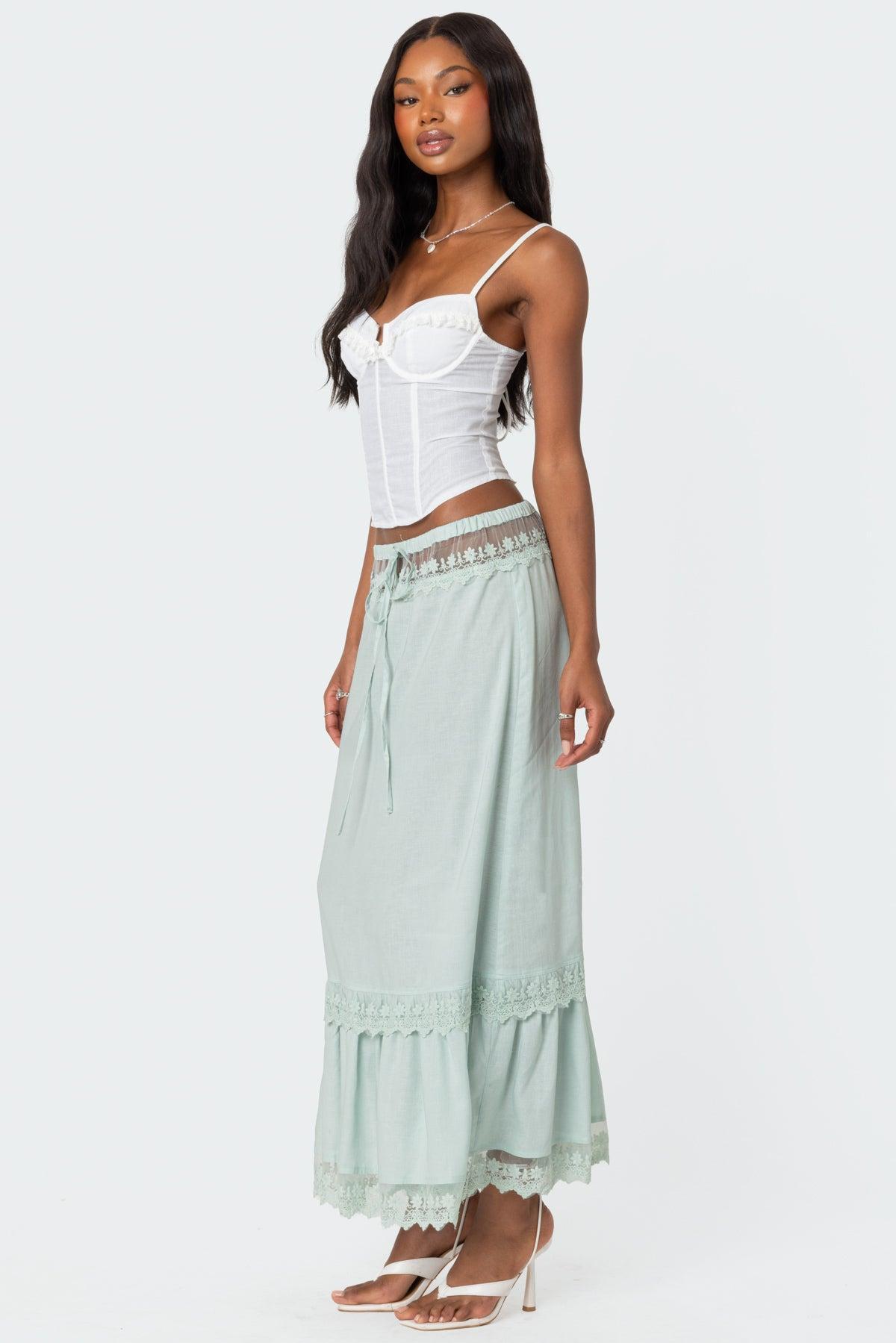 Semi Sheer Lacey Maxi Skirt Product Image