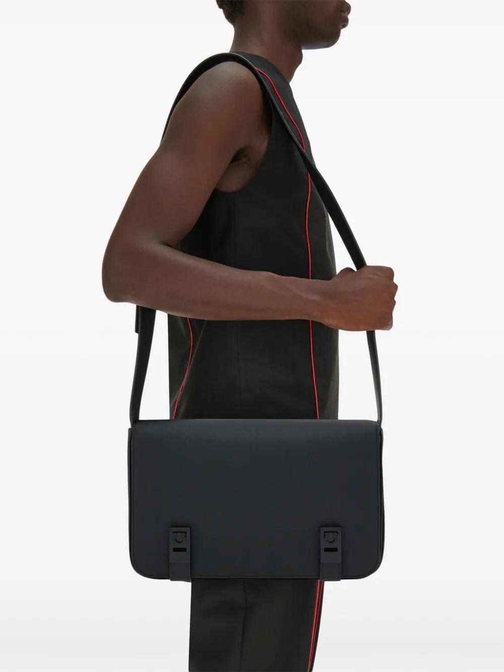 Gancini-plaque leather messenger bag Product Image