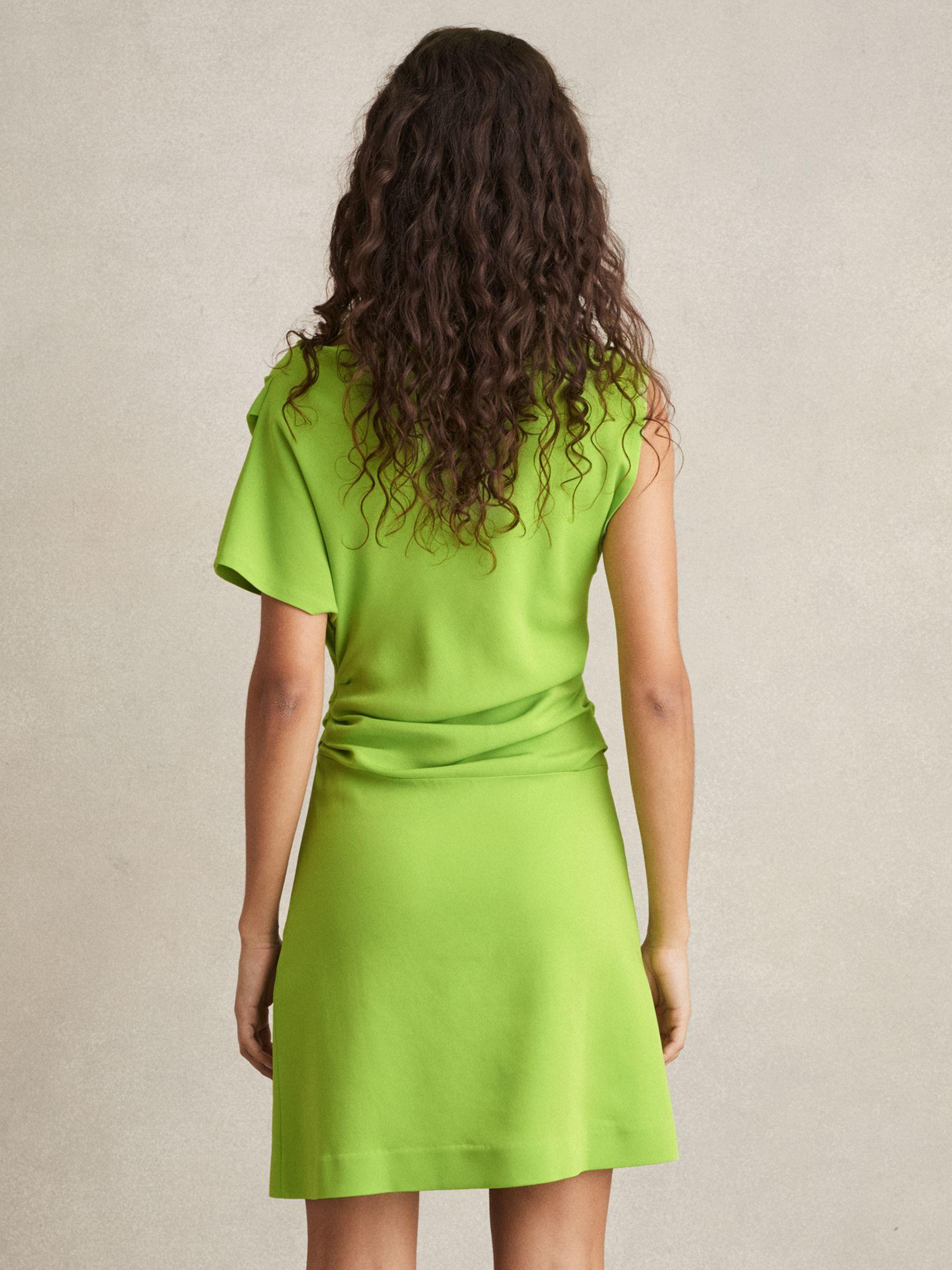 Asymmetric Ruched Mini Dress in Green Product Image