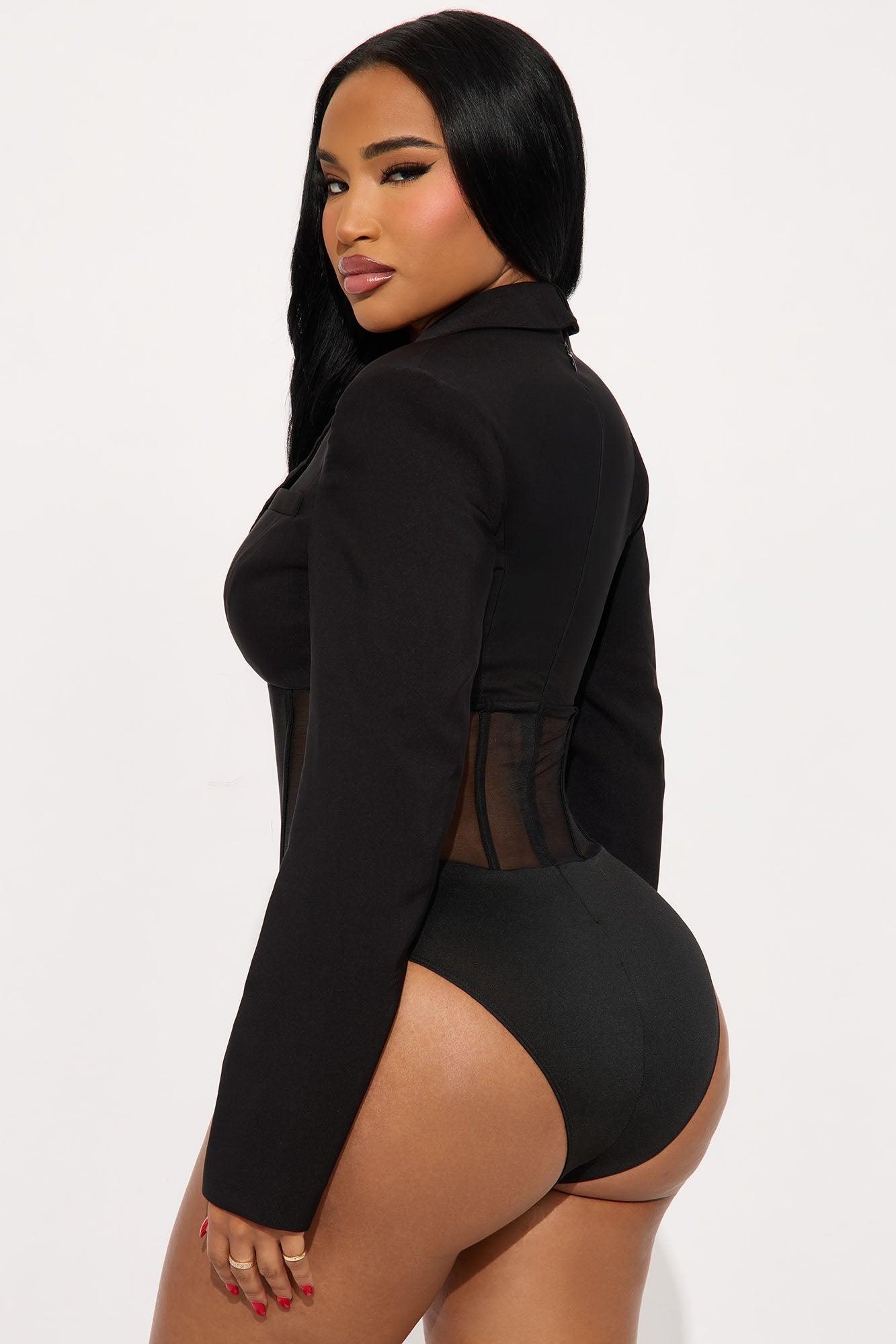 Berkley Long Sleeve Corset Bodysuit - Black Product Image