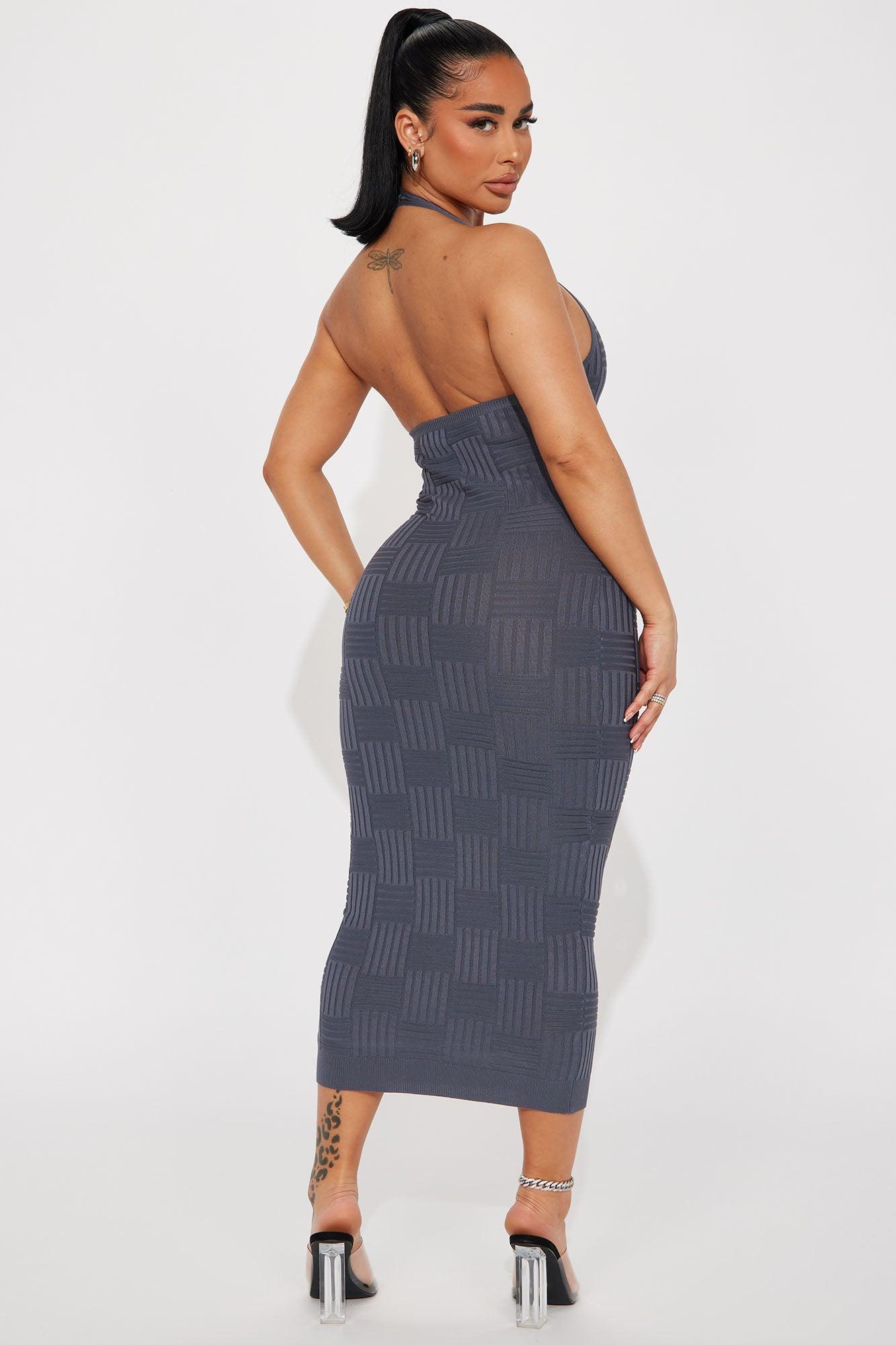 Brooke Halter Midi Dress - Grey Product Image
