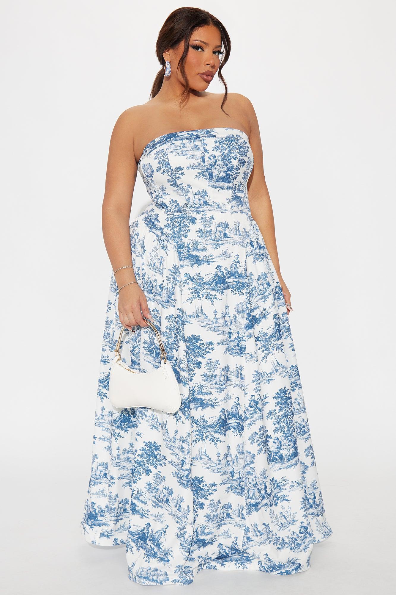 Marielle Floral Maxi Dress - White/Blue Product Image