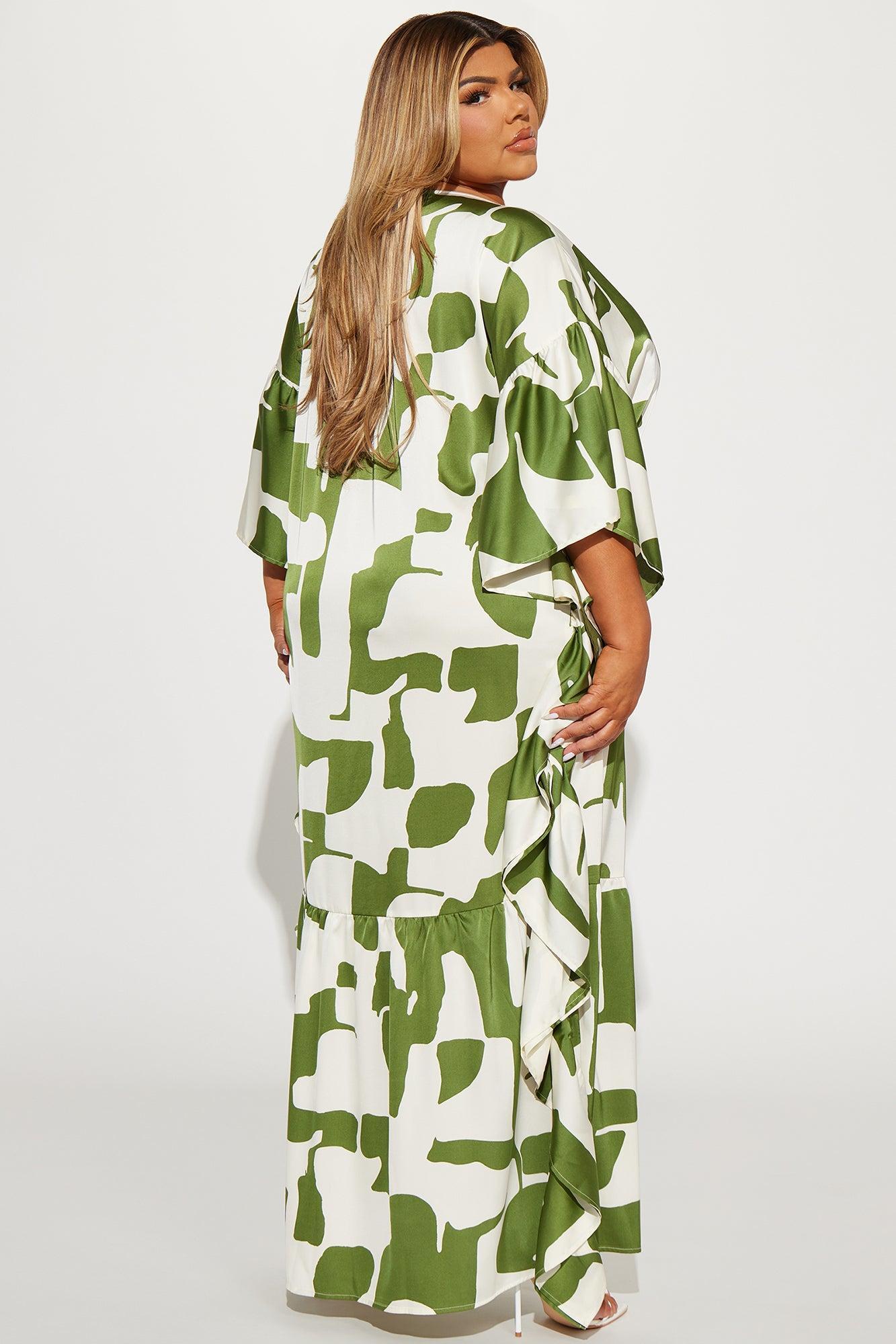 Georgia Abstract Maxi Dress - Olive/combo Product Image