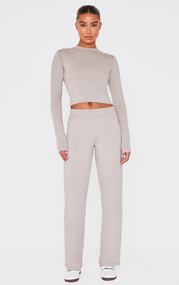 Grey Ruched Long Sleeve Long Top Product Image