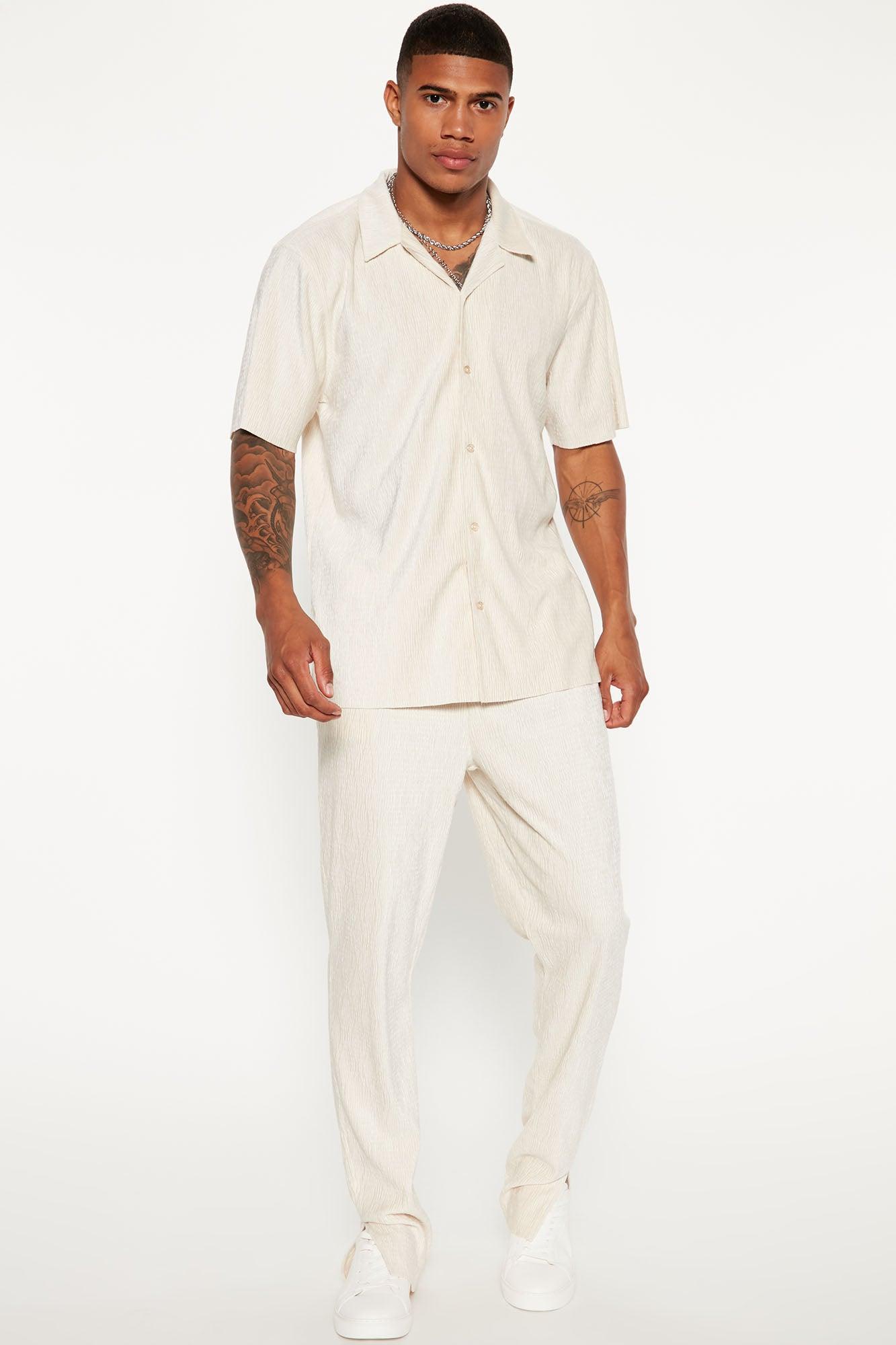 Wavy Textured Slim Pant - OffWhite Product Image