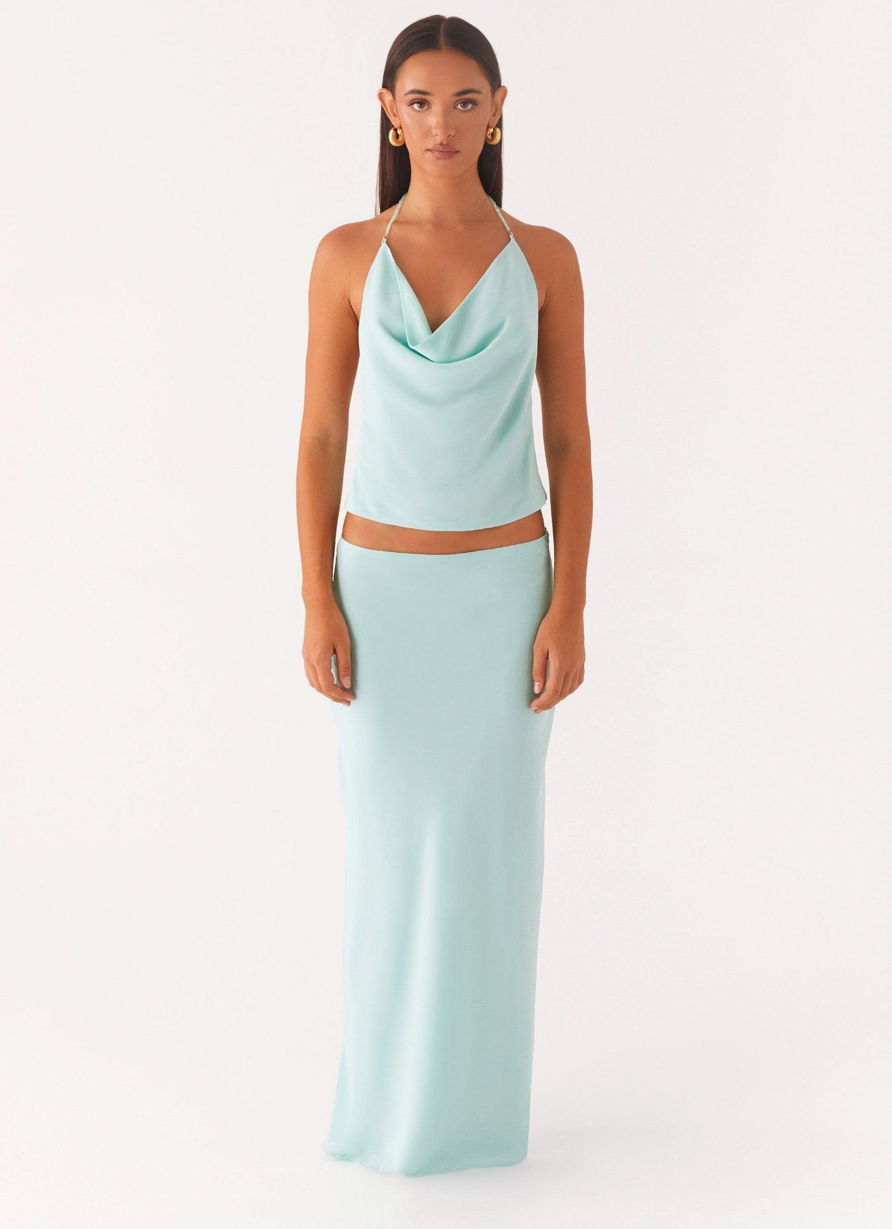 Another Life Chiffon Maxi Skirt - Pale Blue Product Image